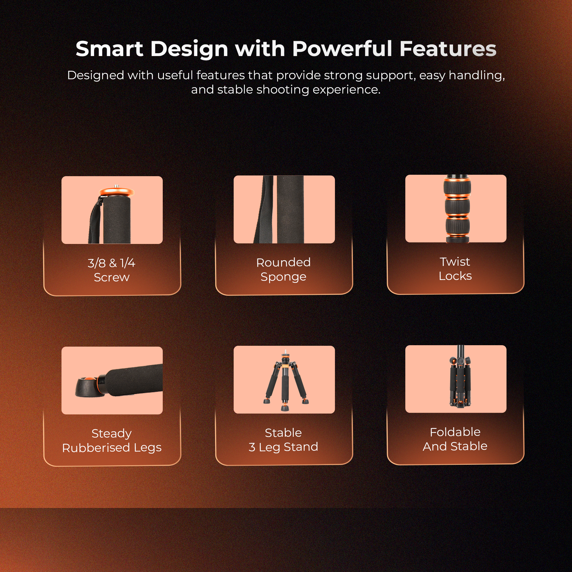 Digitek Platinum (DPMP 170) Portable Monopod with Twist Lock, 170cm Height, 3/8 & 1/4 Screw, Stable 3-Leg Base, 4-Section Adjustment, Strong Grip, Compatible with DSLR, GoPro, Smartphone Mounts & Gimbals, For Photo & Videography