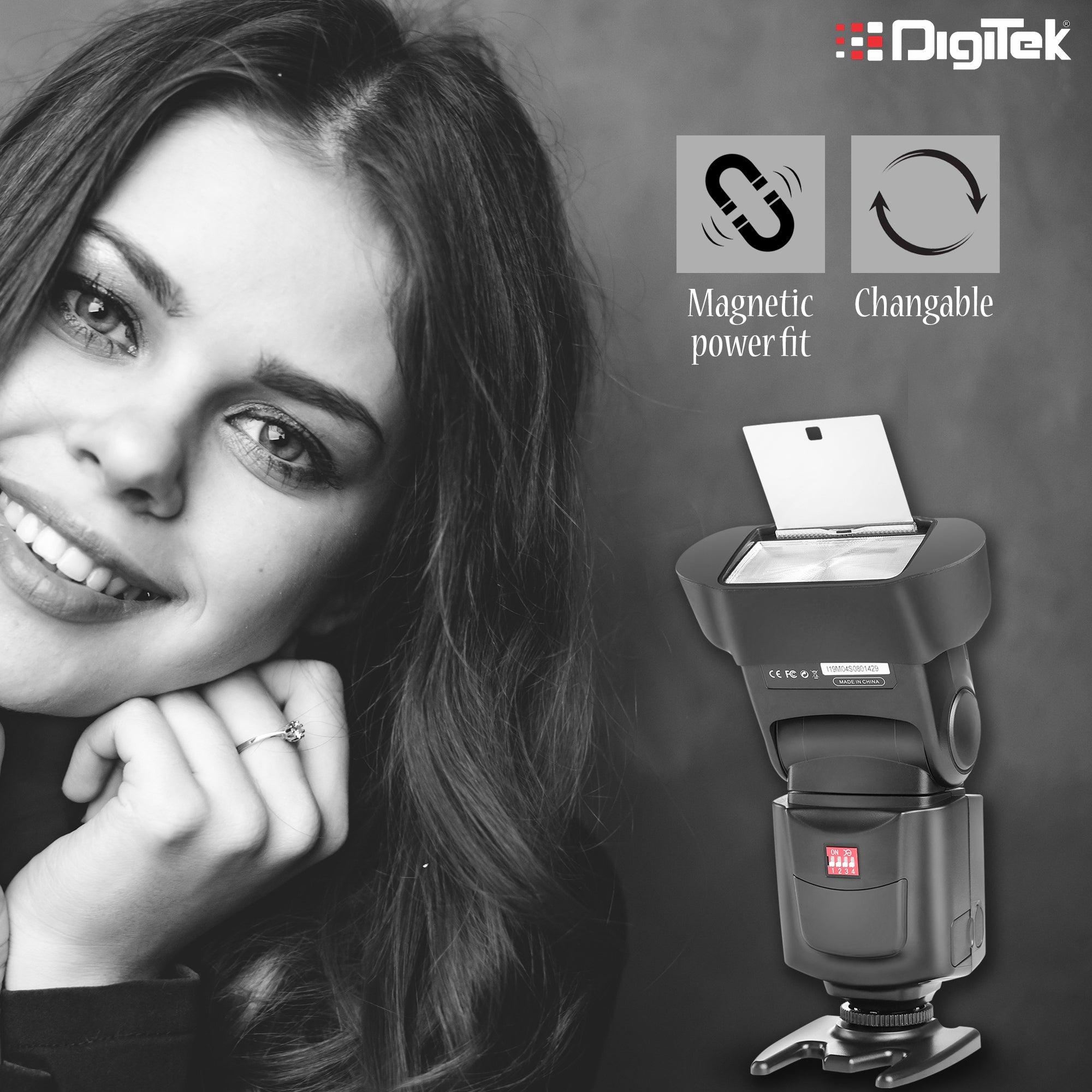 Digitek (DFB 001) Professional Flash Accessories Kit Universally Compatible | New Labeled Flash Diffuser | Bounce | Grid| Gel | Grip & Sphere. (DFB 001) Flash (White) - Digitek