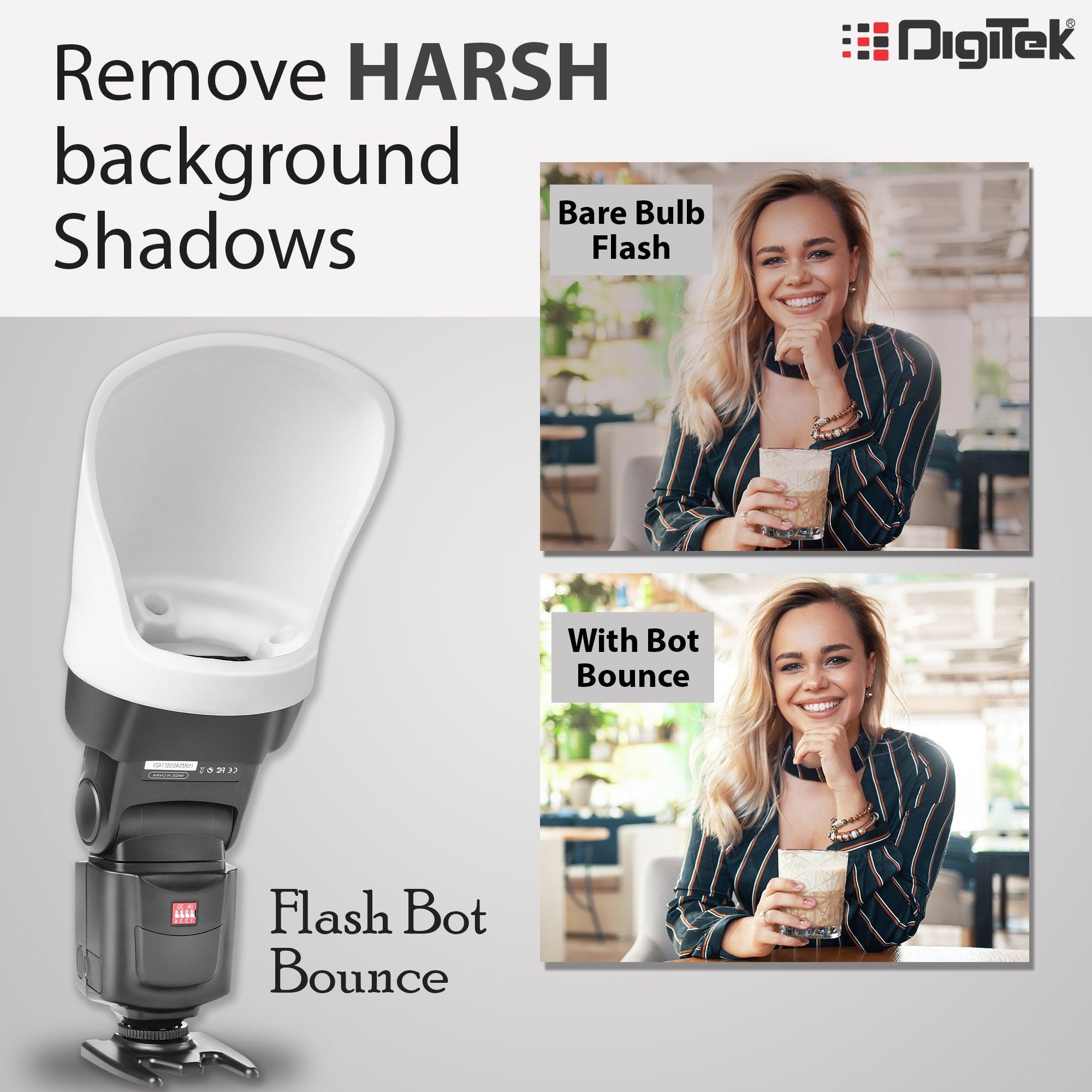 Digitek (DFB 001) Professional Flash Accessories Kit Universally Compatible | New Labeled Flash Diffuser | Bounce | Grid| Gel | Grip & Sphere. (DFB 001) Flash (White) - Digitek
