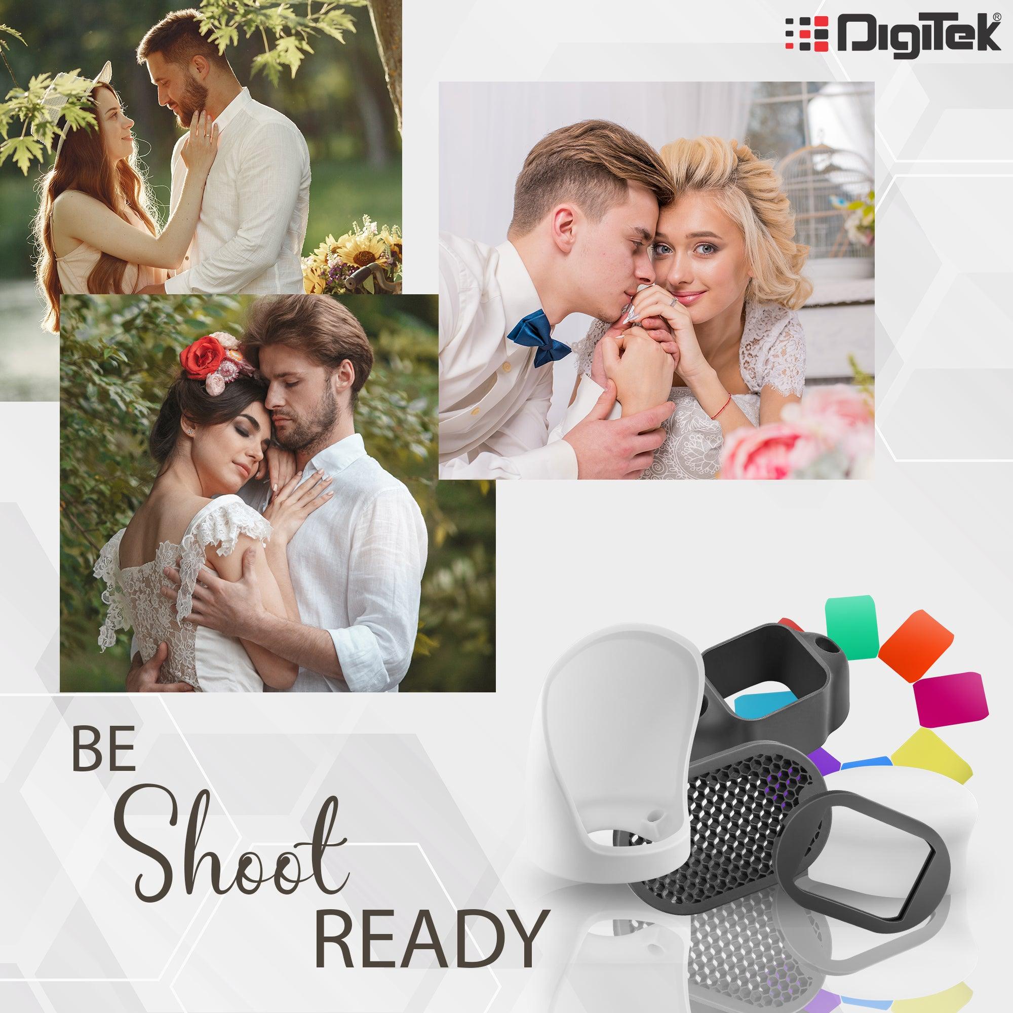 Digitek (DFB 001) Professional Flash Accessories Kit Universally Compatible | New Labeled Flash Diffuser | Bounce | Grid| Gel | Grip & Sphere. (DFB 001) Flash (White) - Digitek