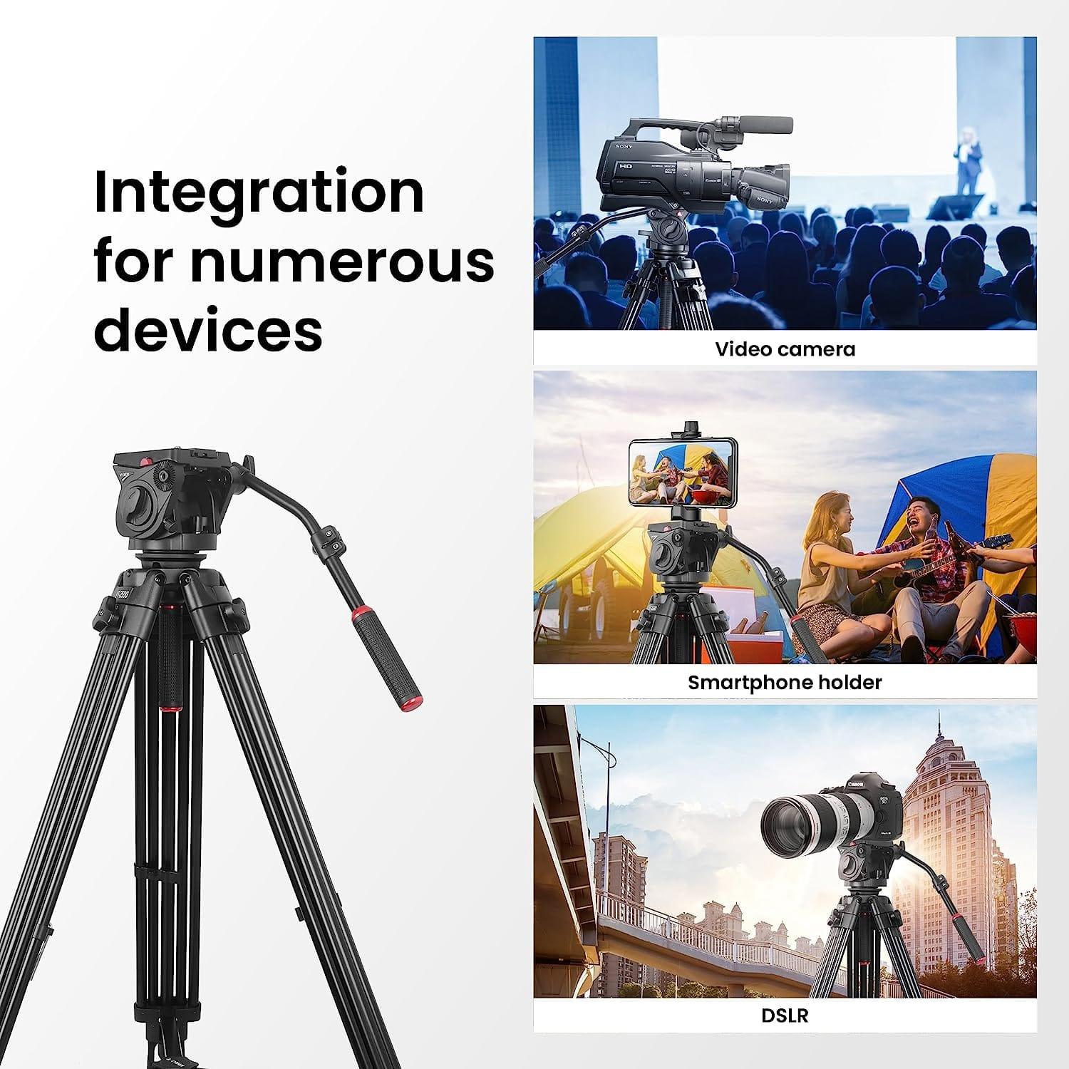 Digitek (DPTR 7080 VD) Platinum Heavy Duty Tripod with Professional Pan Head with Quick Release Plate Maximum Operating Height: 1984 mm, Max Load Upto: 15 kgs - Digitek