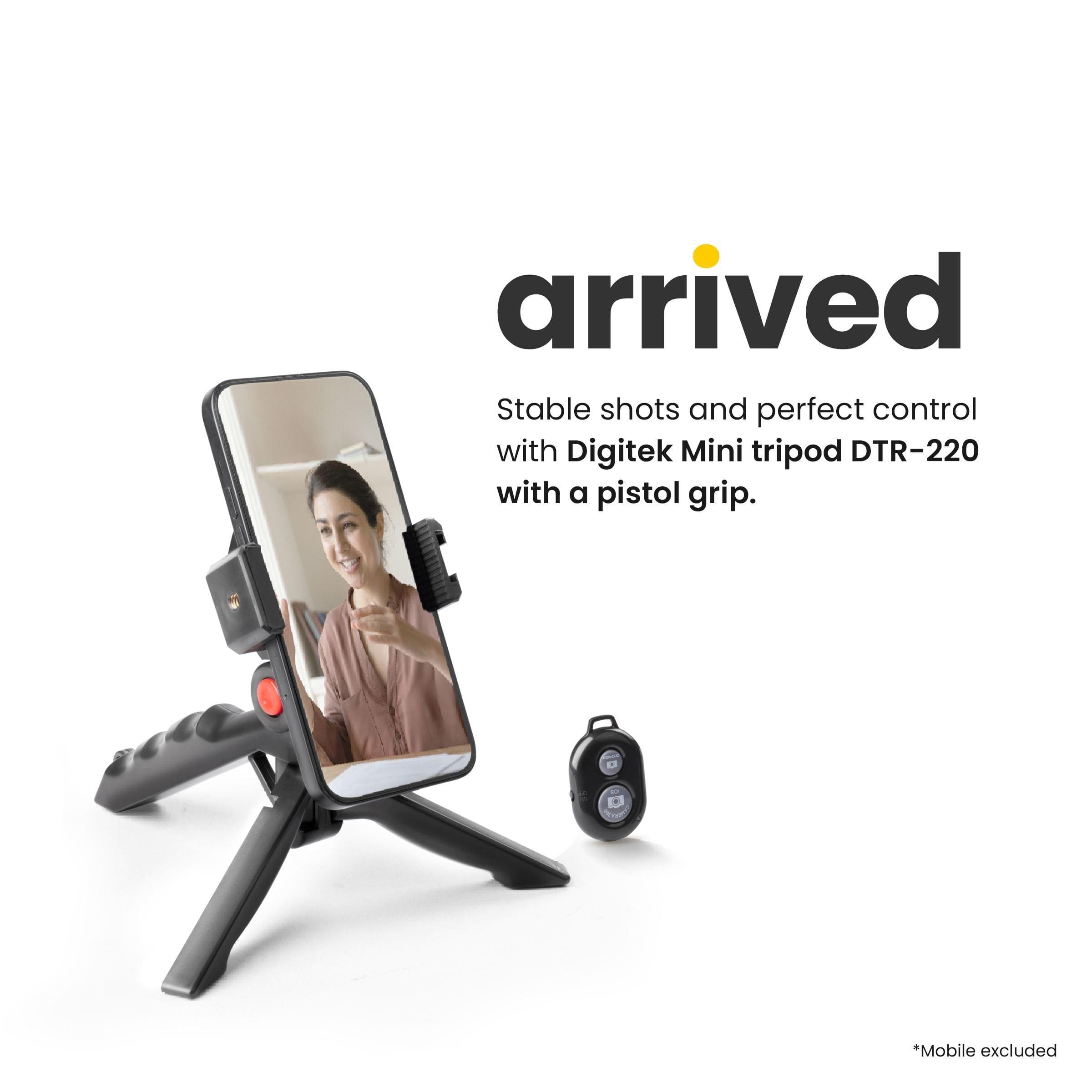 Digitek DTR-220 Mini Table Top Tripod with Pistol Grip Handle & Remote, Portable & Lightweight, Ideal for Longer Duration Shoot - Digitek