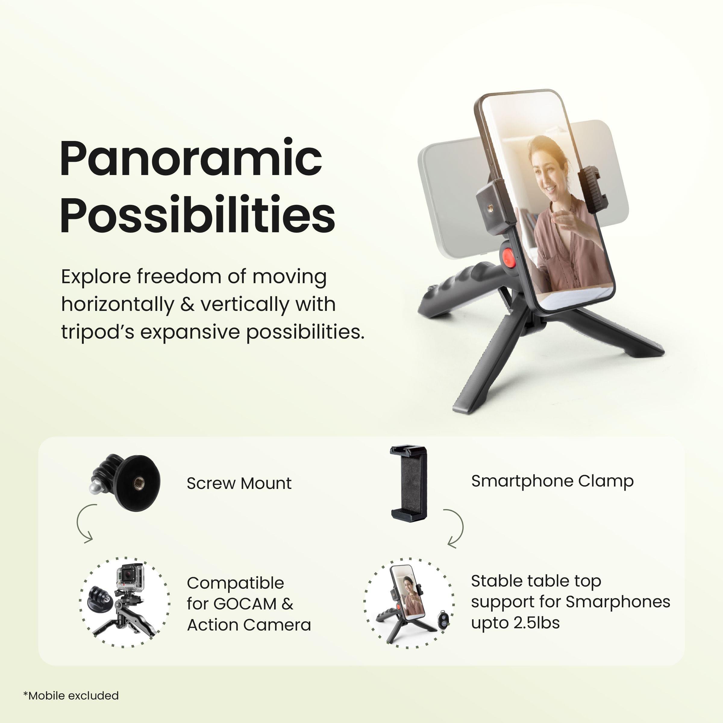 Digitek DTR-220 Mini Table Top Tripod with Pistol Grip Handle & Remote, Portable & Lightweight, Ideal for Longer Duration Shoot - Digitek