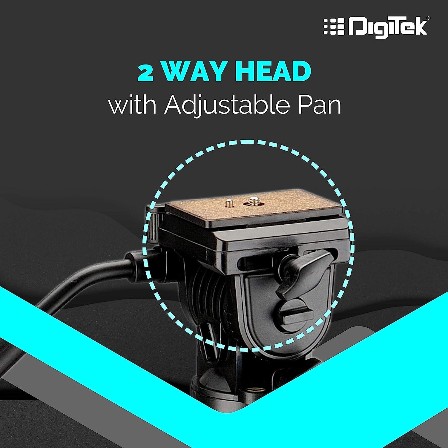 Digitek (DTR 690 VD PRO) (208 cm) Lightweight Tripod (Maximum Load up to 3kgs), 6.85 Feet Tall Digital SLR & Video Cameras, Made Aluminium Material - Digitek