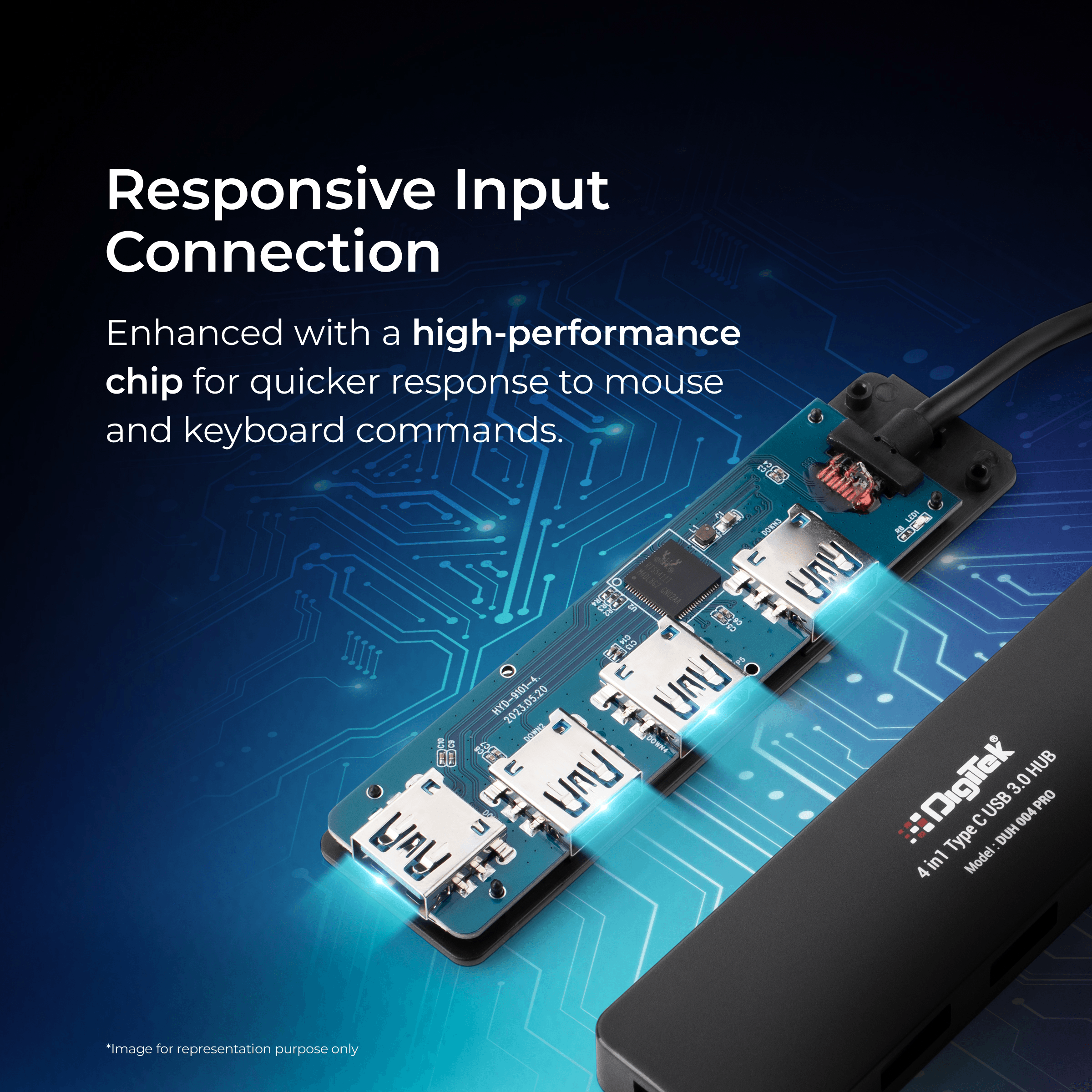 Digitek (DUH 004 PRO) Aluminum USB C Hub with 4 USB Ports, High Speed, Compatible with MacBook, Windows, C-Type Smartphones and Other Type-C Devices - Digitek