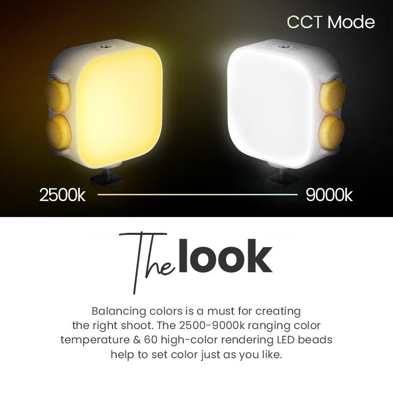 Digitek (LED-D10W) RGB Video, LED Camera Light 360° Full Color Portable Photography Lighting with 3 Cold Shoe, 2000mAh Rechargeable CRI 95+ 2500-9000K Dimmable Panel Lamp Support Magnetic Attraction. - Digitek