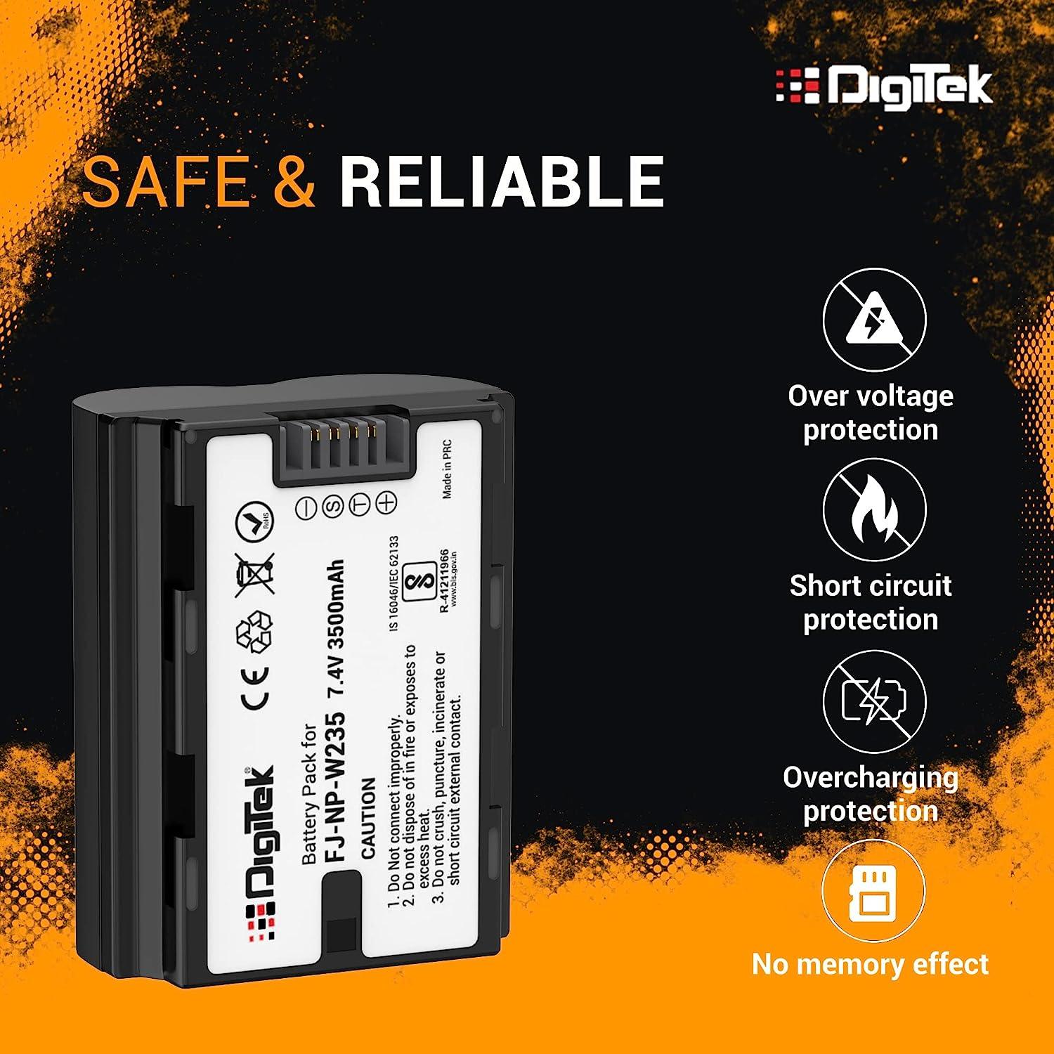 Digitek (NP-W235) Extra Power Secondary Rechargeable Li-ion Camera Battery for NP-W235 (3500mAh) - Digitek