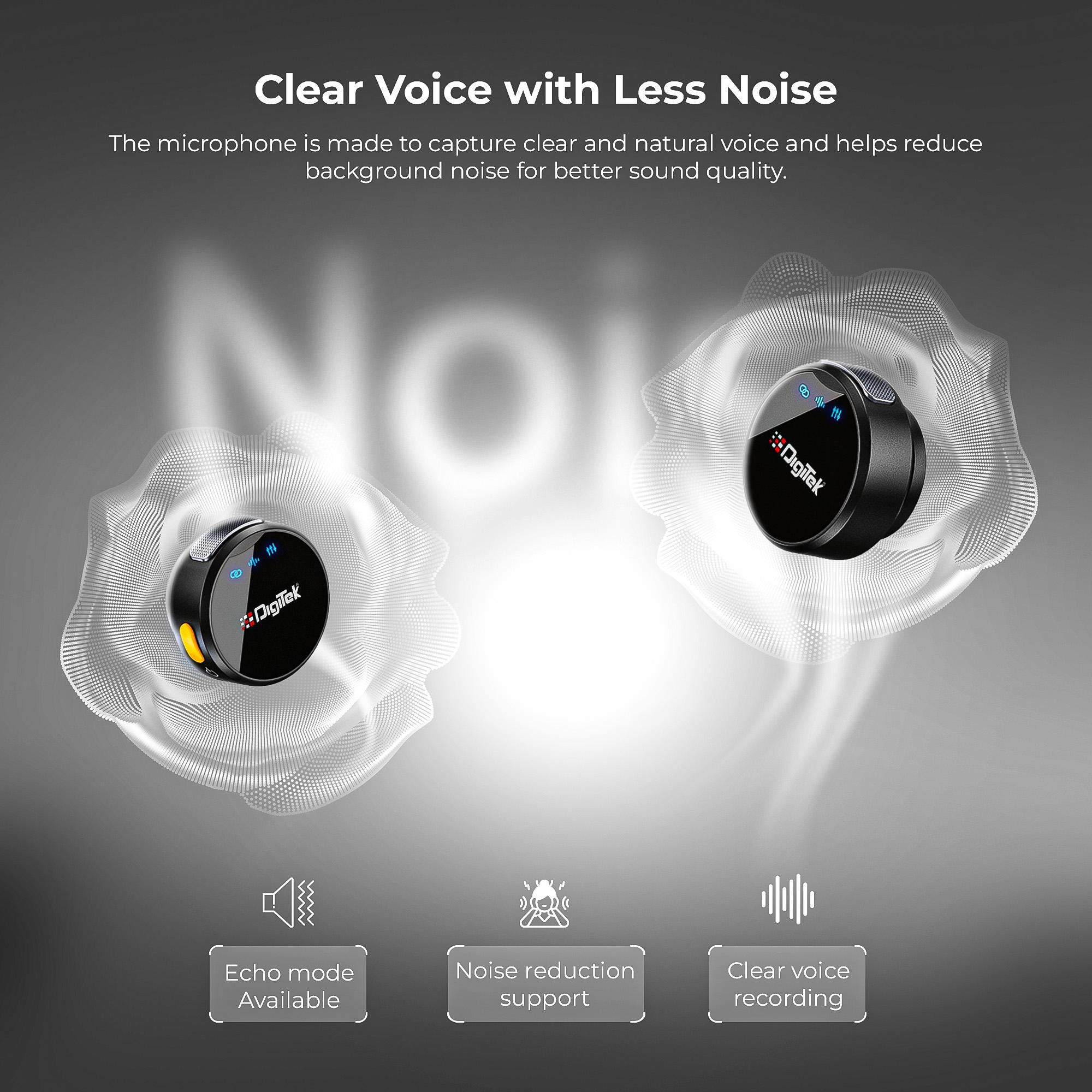 نظام ميكروفون لاسلكي ثنائي الوظائف من ديجيتك (DWM-124) لأجهزة آيفون 15 وما فوق وأجهزة أندرويد من النوع C، بمدى يصل إلى 80 مترًا، مع خاصية تقليل الضوضاء ووضع صدى الصوت، مثالي للمبدعين ومدوني الفيديو.