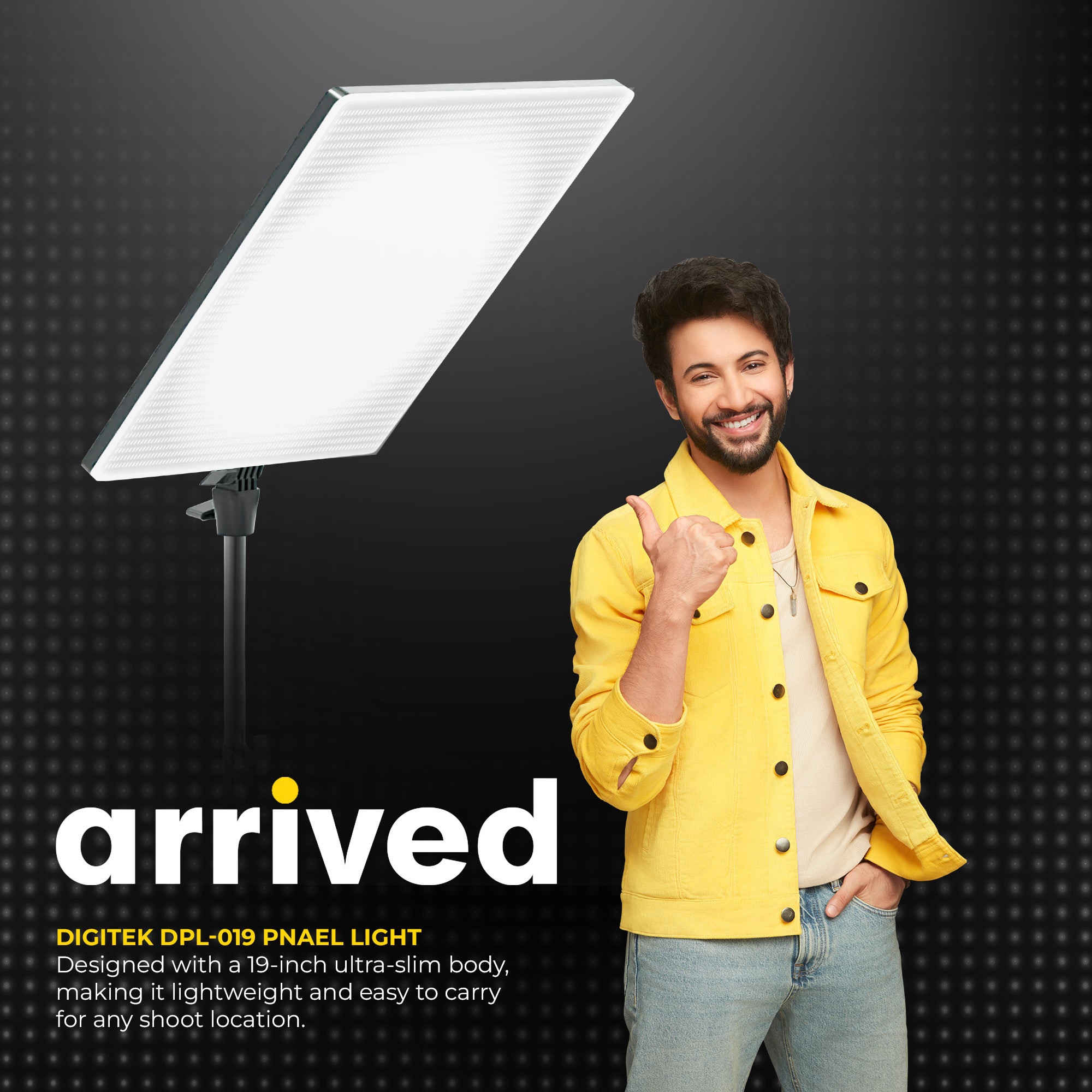Digitek (DPL 19) Ultra Slim Bi-Color 80W LED Panel Light, 2700K-6500K, 480 LEDs, 180° Rotation, Dimmable, Remote Control, ABS Body for Studio & Content Creation