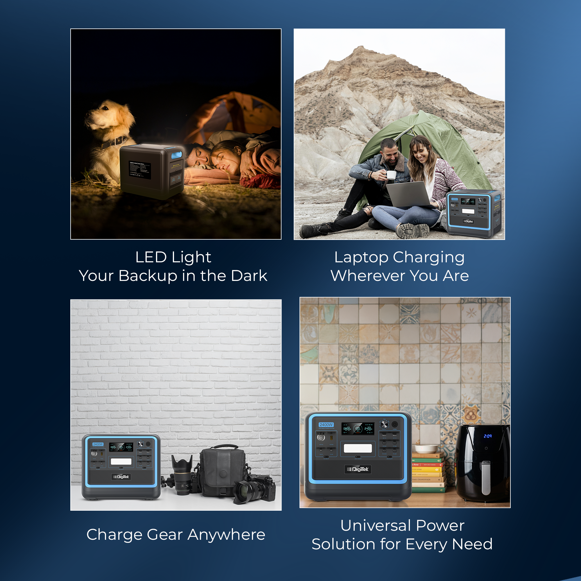 Digitek Power Station DPS 2400W Portable AC/DC Power Station Compatible with AC/DC Electronic Devices