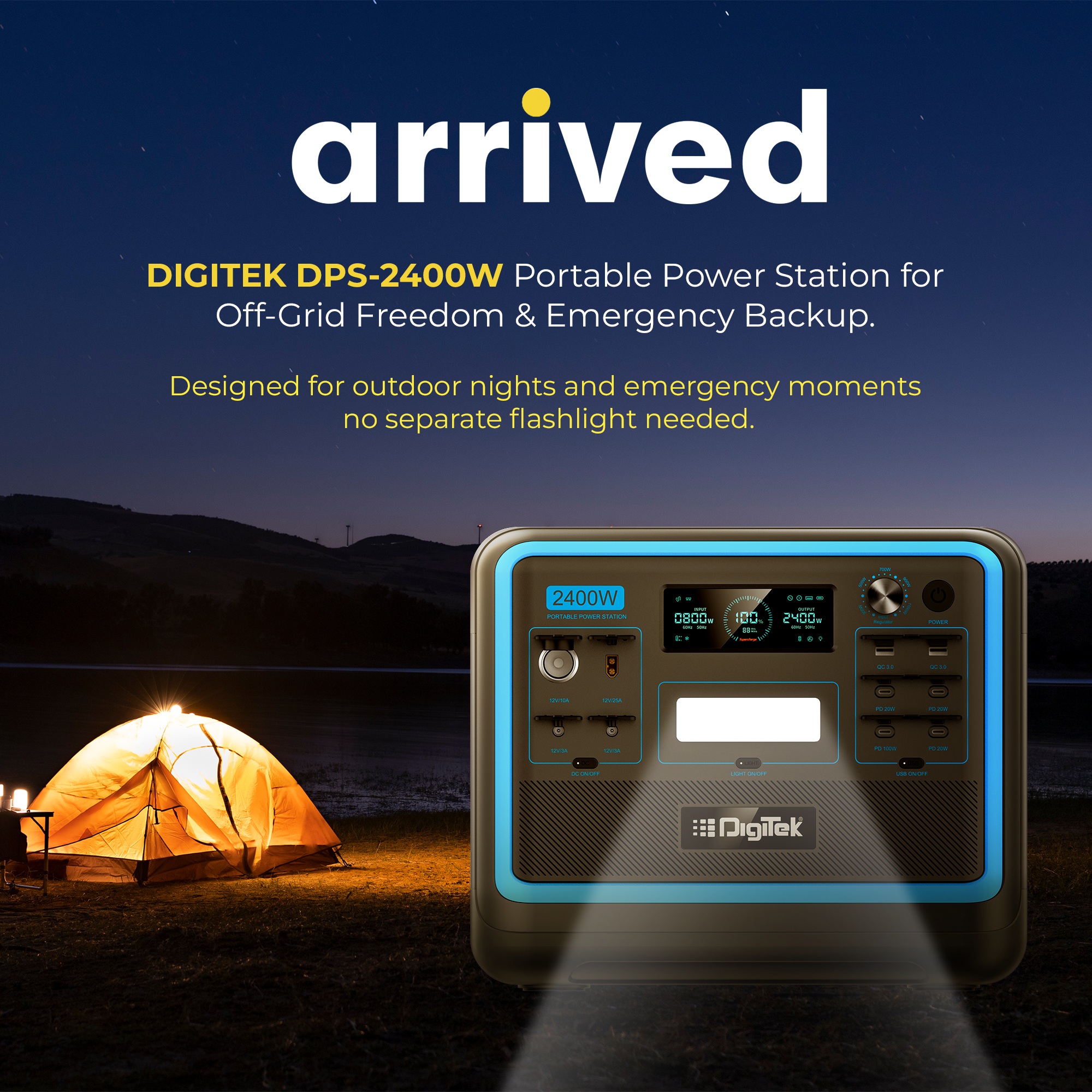 Digitek Power Station DPS 2400W Portable AC/DC Power Station Compatible with AC/DC Electronic Devices