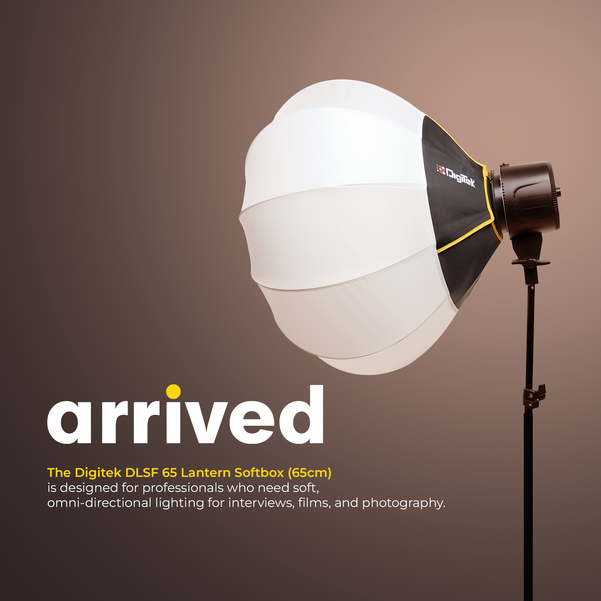 Digitek (DLSF 65) Rounded 65cm Lantern Softbox with Bowens Mount, 270° Omni-Directional, Light Quick Setup, Click Lock Design, Optional Skirts Fabric and Metal Build