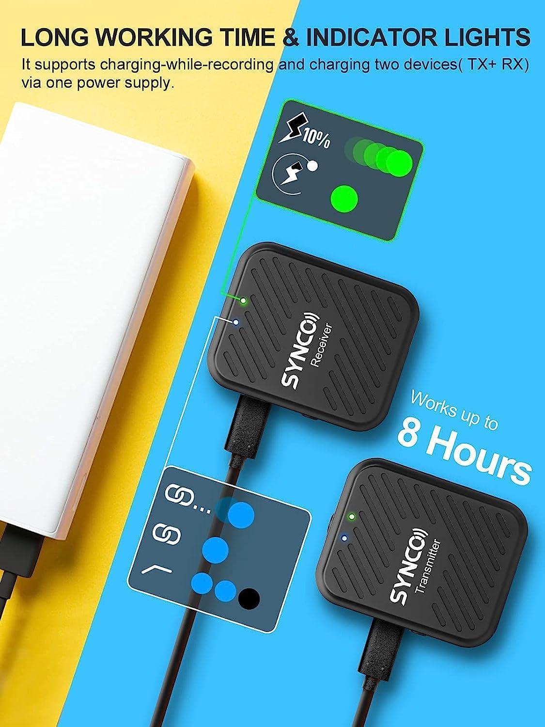 SYNCO (WAir-G1-A1) Ultracompact Digital Wireless Microphone System for Mirrorless/DSLR Cameras (2.4 GHz) - Digitek