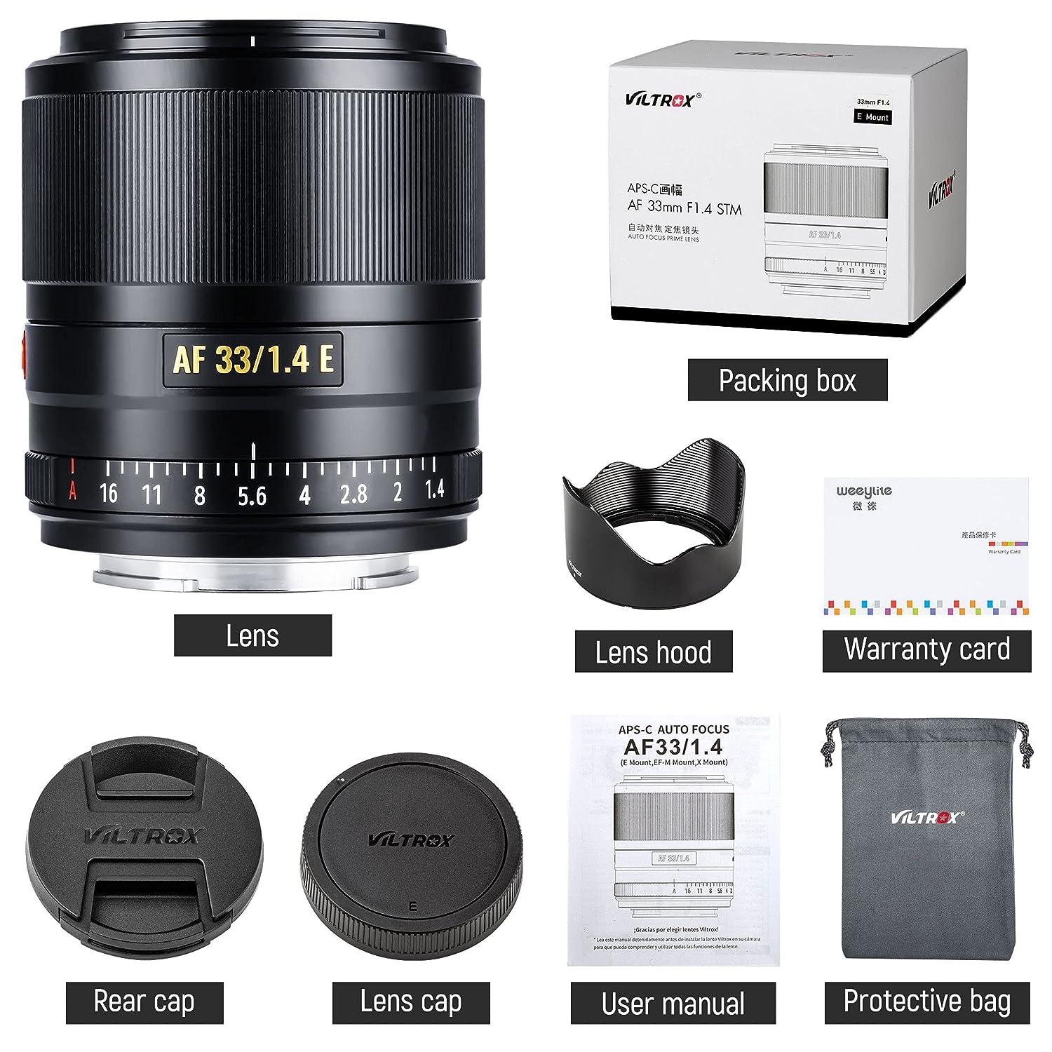 VILTROX 33mm F1.4 Auto Focus Prime Lens Compatible with Sony E-Mount Camera A6500 A6300 A6000 A7R? A7R? A7? A7R? A7? A7S A7R (33mm F1.4 AF STM E Mount) - Digitek