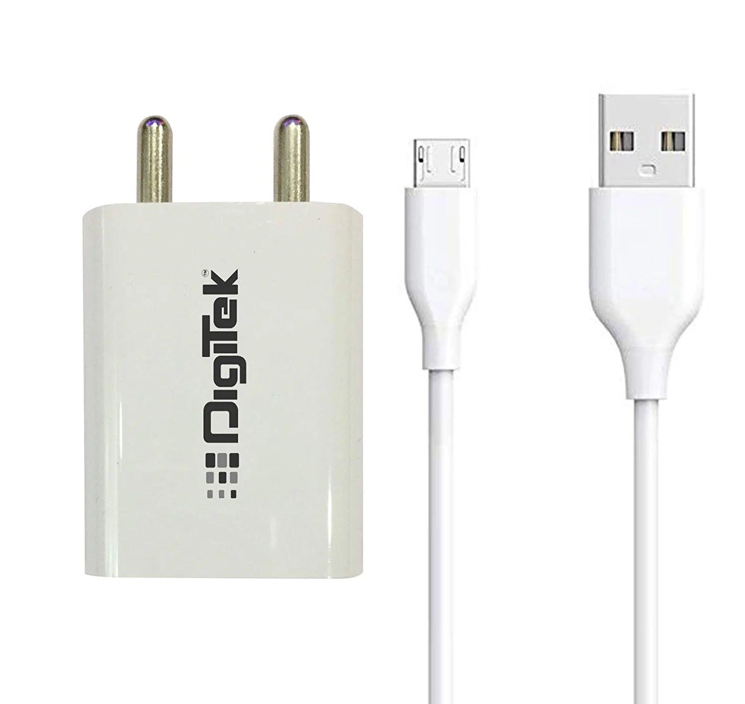Digitek (DMC-025 MU) Smart Fast Charger 2.4A Usb Adapter For Smartphone With Micro Usb Data Cable 2.4A DMC-025 MU- White - Digitek