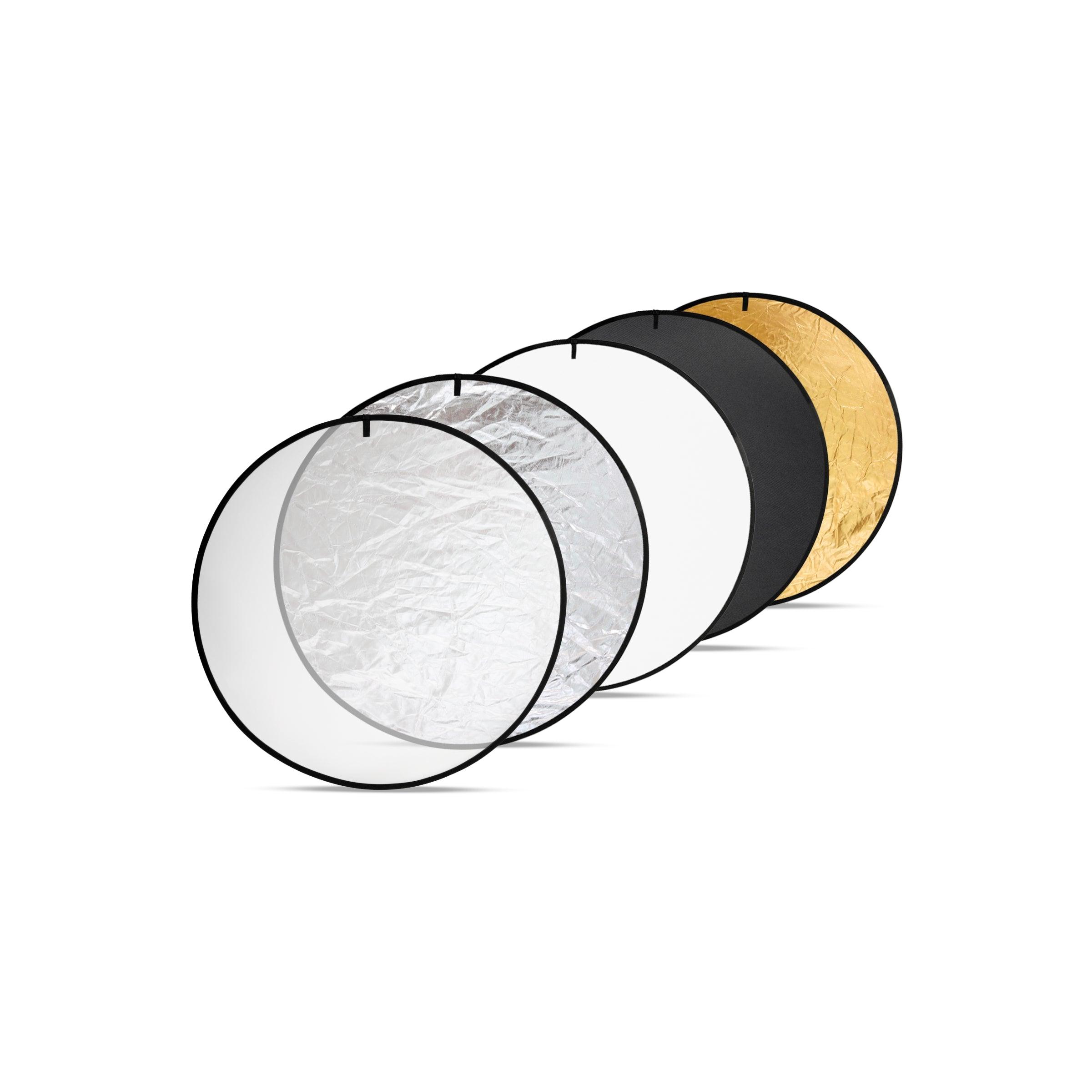 Digitek (DRB 5-1) Camera Reflector 47-inch /120 cm 5 in 1 Collapsible Multi-Disc Light with Bag - Translucent, Silver, Gold, White and Black for Studio Photography - Digitek