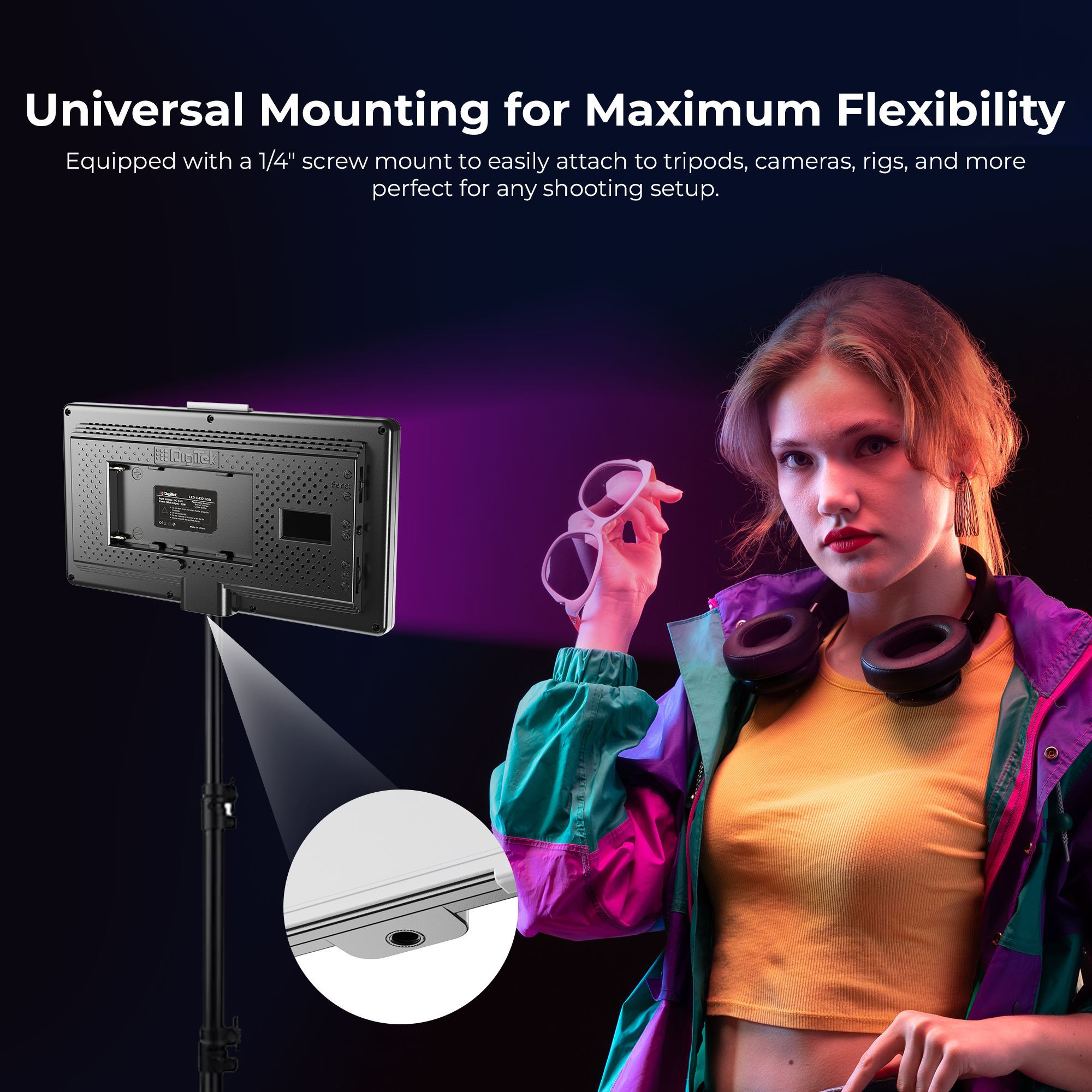 Digitek (LED-D432 RGB) Portable RGB LED Video Light LED-D432 RGB (Battery Not Included)