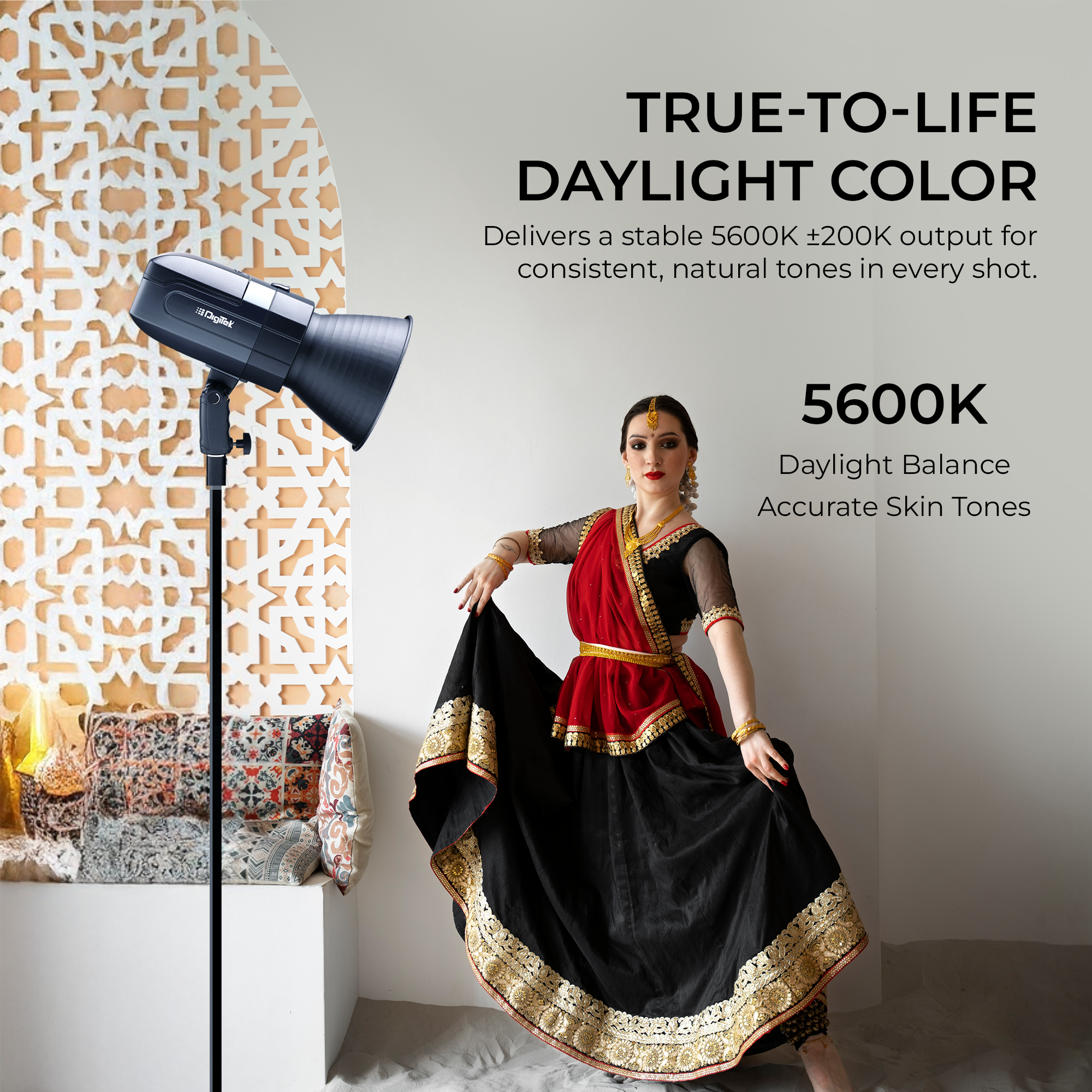 Digitek (DFL 400) High Speed 400W TTL Flash Strobe Light, Built-in TTL, 1/8000s HSS, 2.4G, 13W LED Modeling Lamp, Stroboscopic & Multi Flash, 5600K±200K, Fast Recycling, 500 Flashes, For Photo & Videography