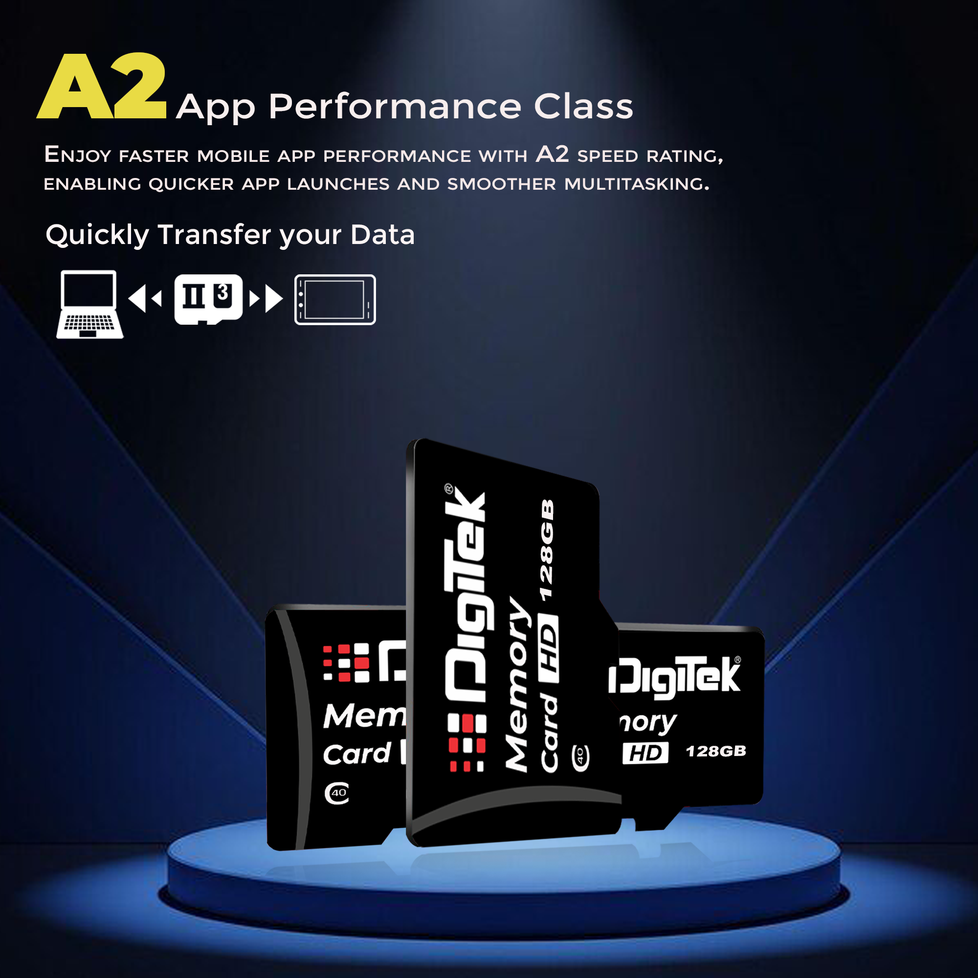 Digitek (DTF 128GB C40) High Speed 128GB Micro SDHC UHS III Memory Card – A2 Speed, 200MB/s, Waterproof & Shockproof, for 4K/8K Video, Drones, CCTV & Smartphones