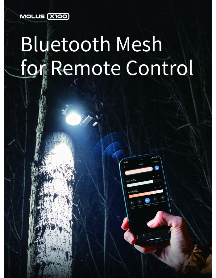 ZHIYUN MOLUS X100 COMBO Bi-Color 100W COB Video Light, 385g LED Pocket Light 17317Lux 2700K-6500K CRI 95+/TLCI 97+ with Bluetooth App Control AC/DC Power Supply