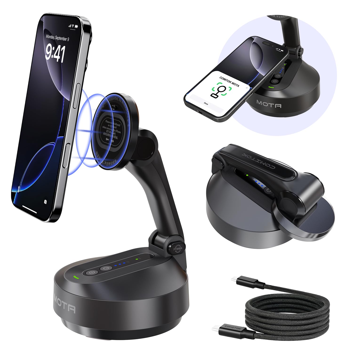 MOTA Gimbal Stabilizer Only for iPhone, [Apple MFi Certified] iPhone Stand for Video Recording with Megnetic Holder for Desk, 360 Degree Auto Tracking Gimbal for Vlog, YouTube and Tiktok