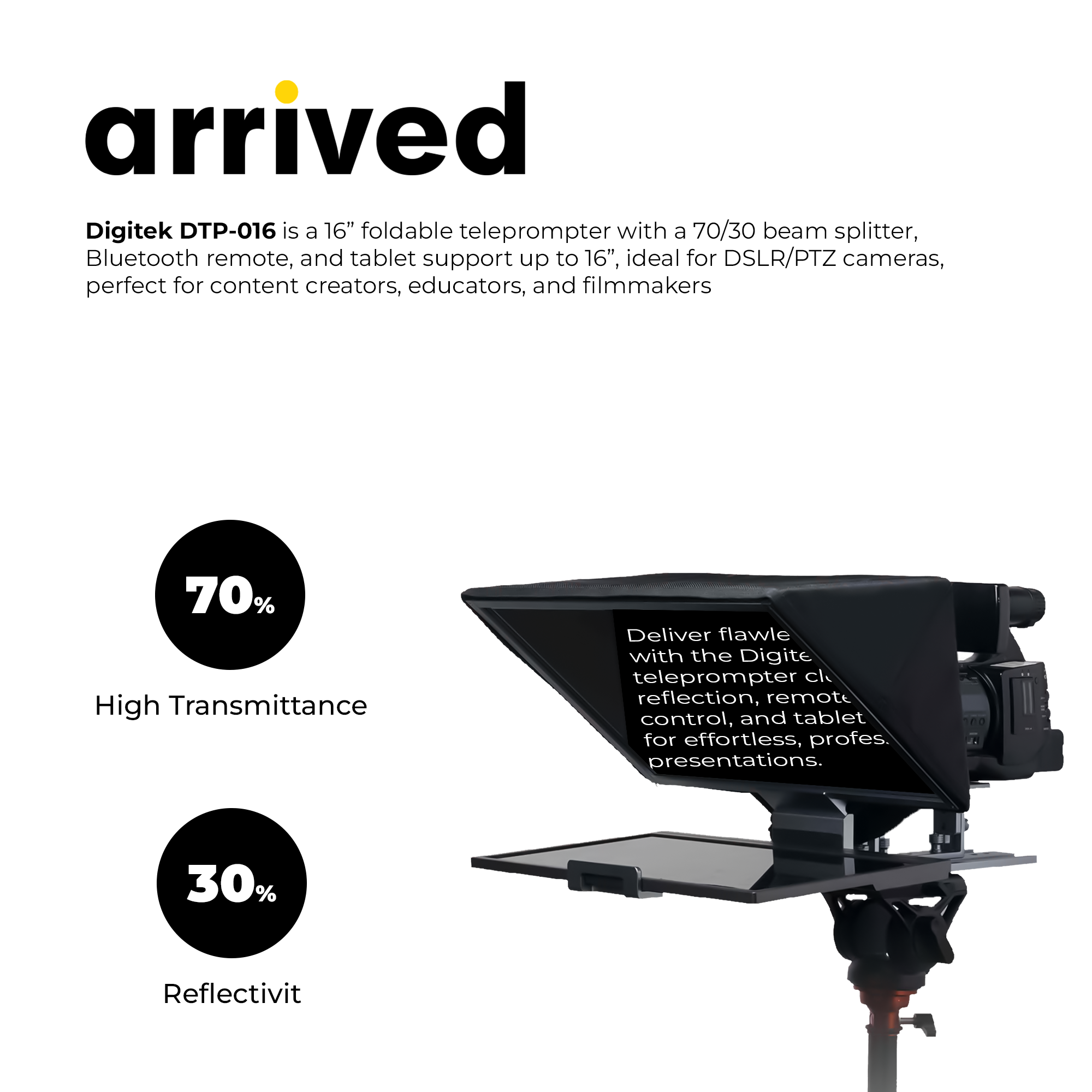 Digitek (DTP-016) 16” Digitek Teleprompter for Smartphone & DSLR Supports w/Remote Control, APP Compatible with iOS & Android System for Video Creator