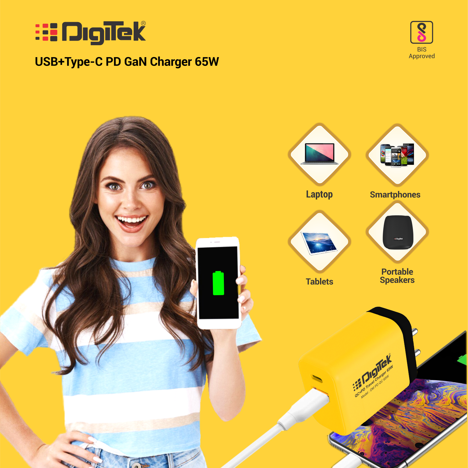 Digitek Charger USB Travel QC 3.0 PD65W DM PD QC 65W