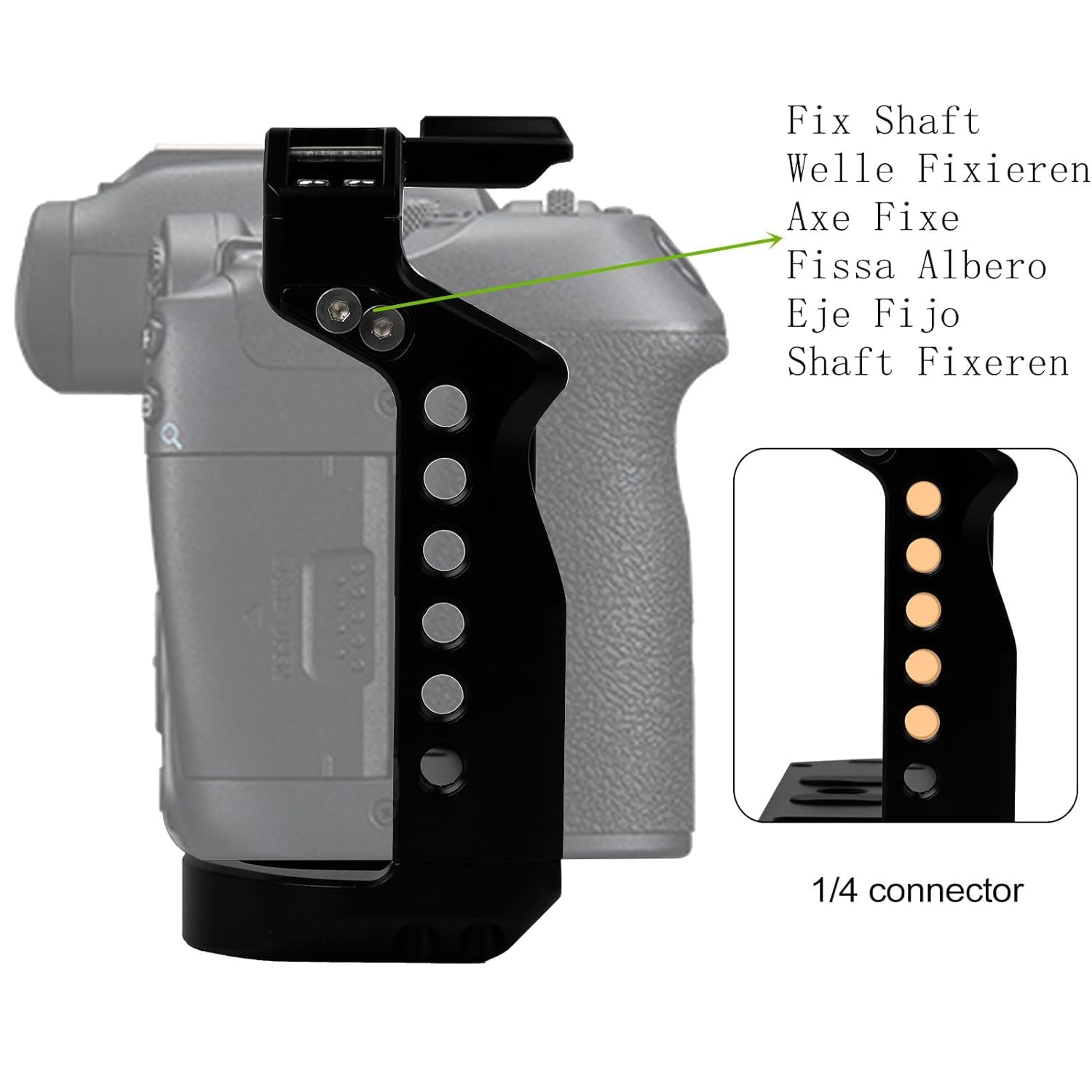 Digitek Cam Cage for (C) EOS-R7 Camera Aluminum Form-Fitted Cage with Quick Tripod Mounting - Digitek