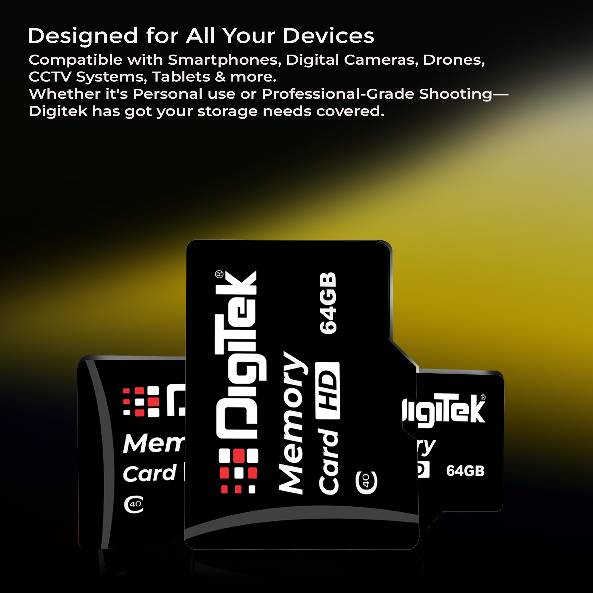 Digitek (DTF 64GB C40) High Speed 64GB Micro SDHC UHS III Memory Card – A2 Speed, 200MB/s, Waterproof & Shockproof, for 4K/8K Video, Drones, CCTV & Smartphones