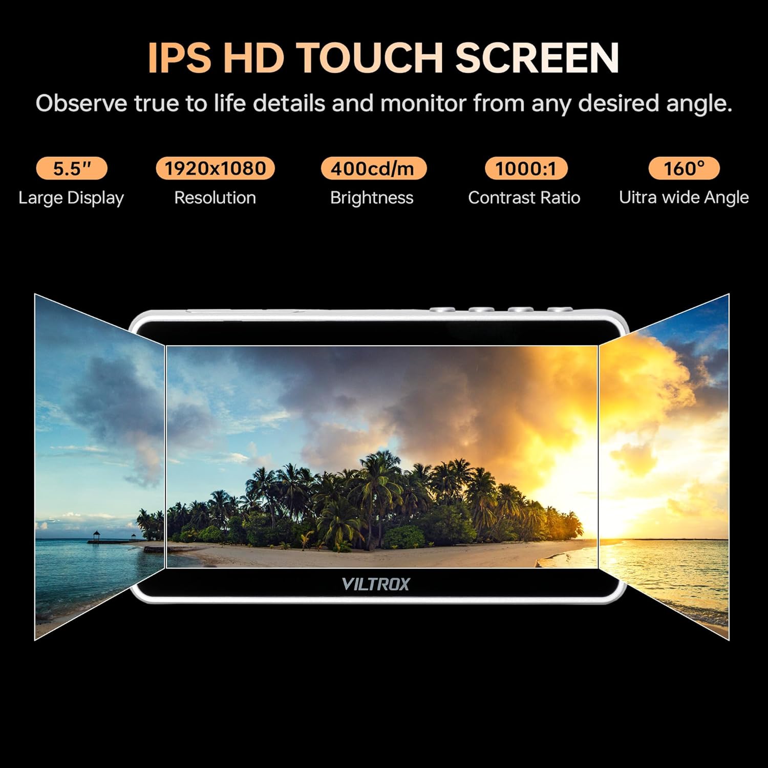 VILTROX DC-V1 Camera Field Monitor, Touch Screen Camera Monitor with 4K HDMI Input/Output