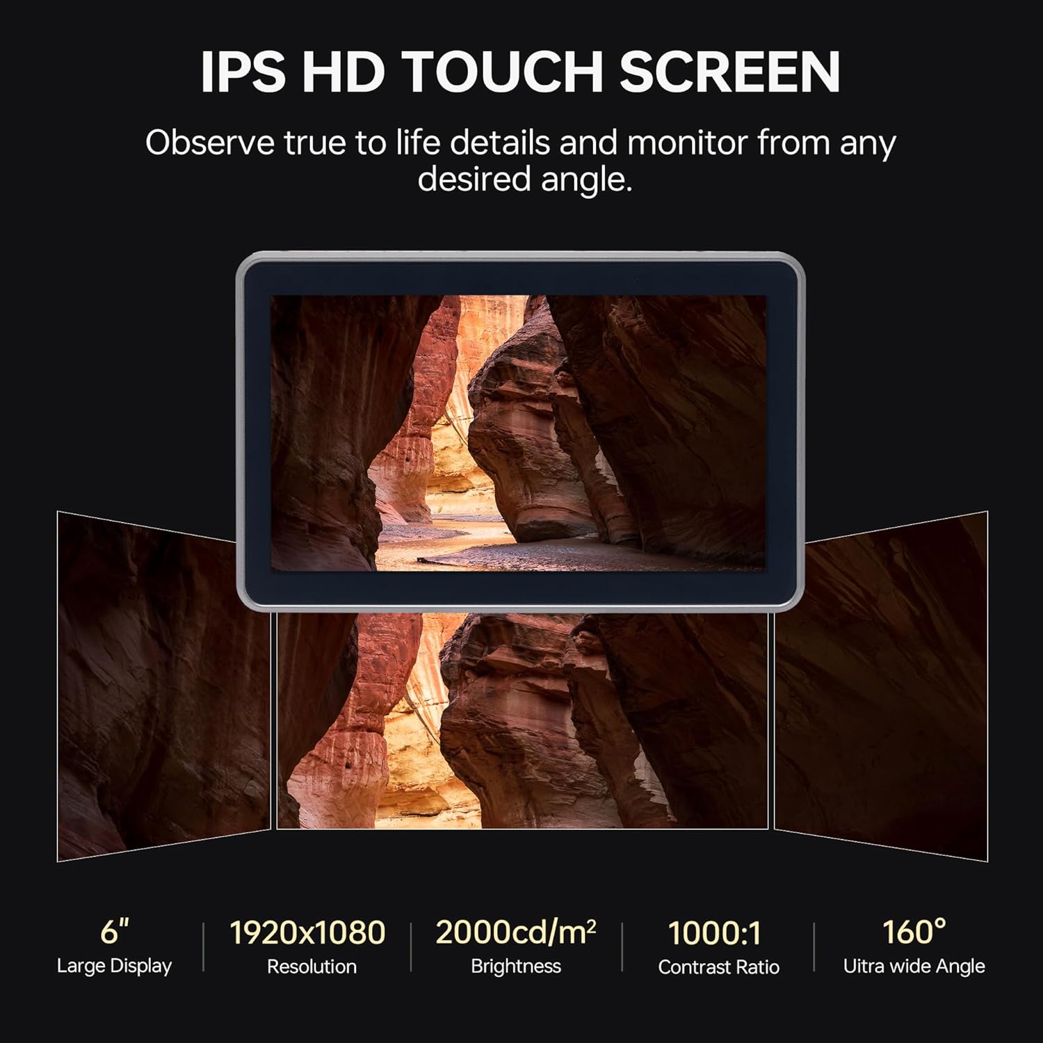 VILTROX DC-X3 6 Inch Touchscreen Camera Field Monitor, Professional Photographic Monitor 4K HDMI 1.4 / 3G-SDI, 2000 nits, Camera Monitor with Battery, Sunshade Hood, USB A 3D Lut