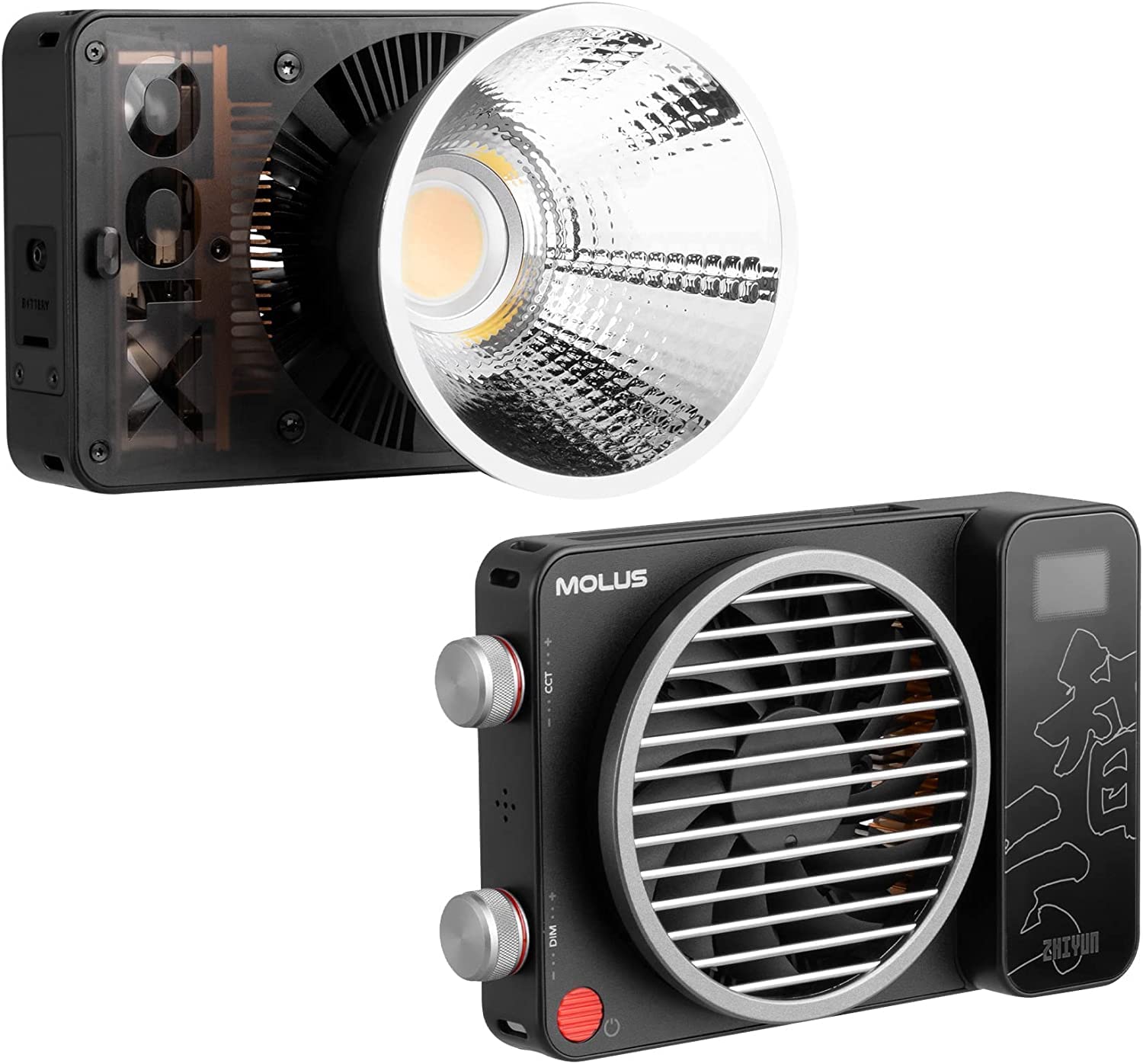 ZHIYUN MOLUS X100 Bi-Color 100W COB Video Light, 385g LED Pocket Light 17317Lux 2700K-6500K CRI 95+/TLCI 97+ with Bluetooth App Control AC/DC Power Supply