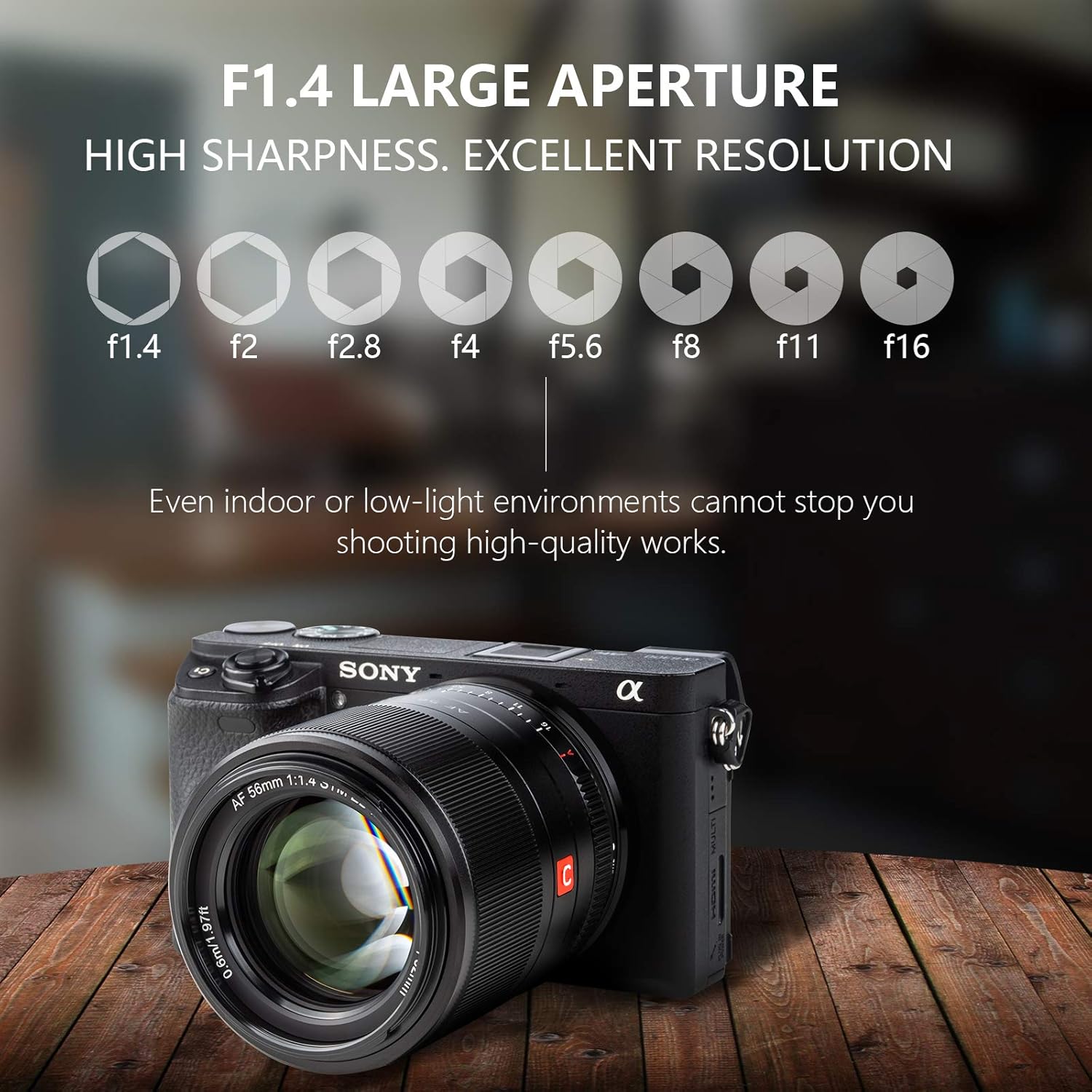 Viltrox 56mm F1.4 STM Auto Focus APS-C Prime Lens Portrait AF Lens for Sony E Mount Camera A5100 A6000 A6100 A6300 A6400 A6500 A6600 NEX-6 A7S A7C A7 A7R A7S A7 A7R A7 A7S A7R A9