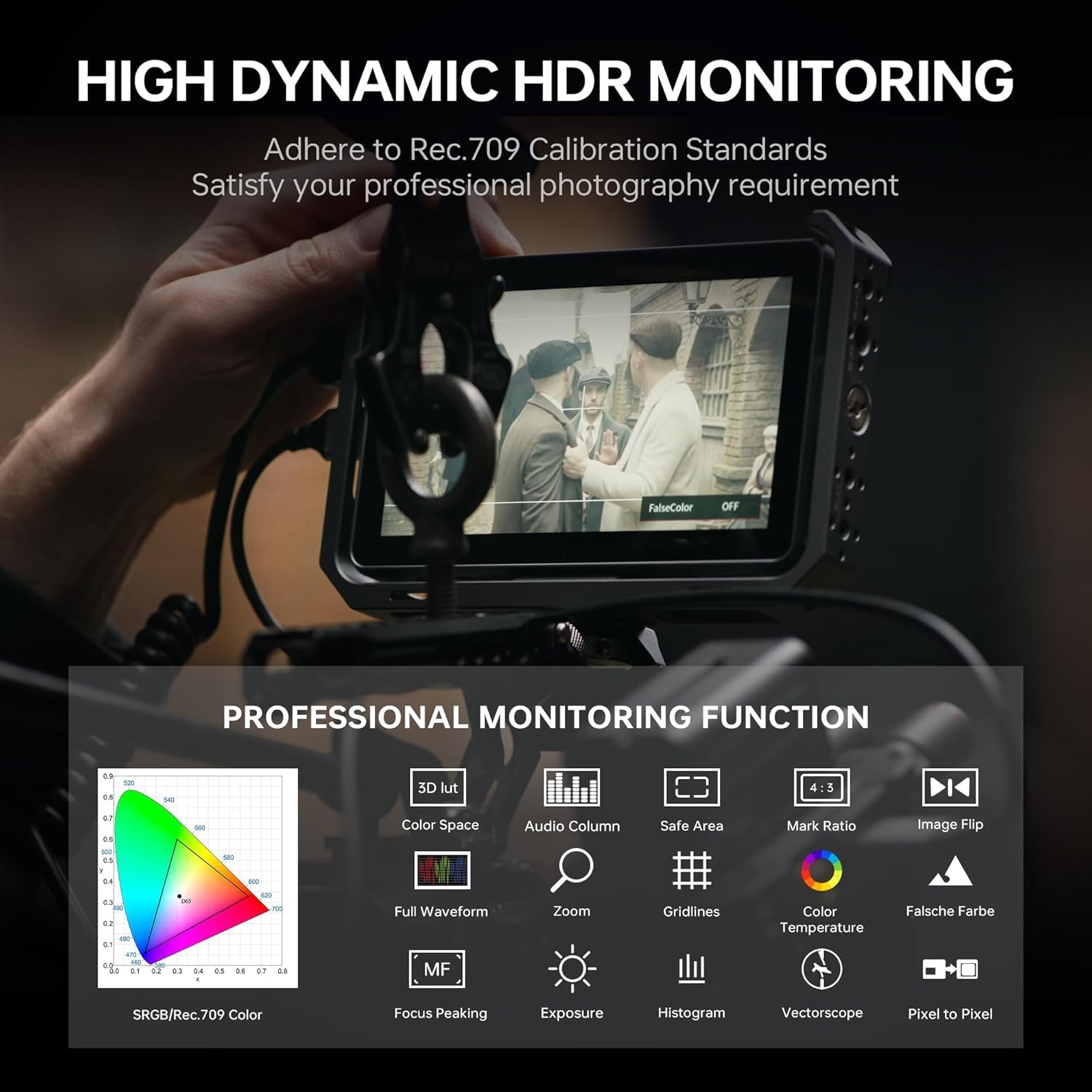 VILTROX DC-X3 Camera Field Monitor Kit with Rig Cage 2000 Nits Touchscreen Camera Monitor with SDI/4K HDMI in/Out, 6" Full HD 1920x1080 IPS, 3D LUTs Peaking Focus Assist, Sunshade Hood, Battery