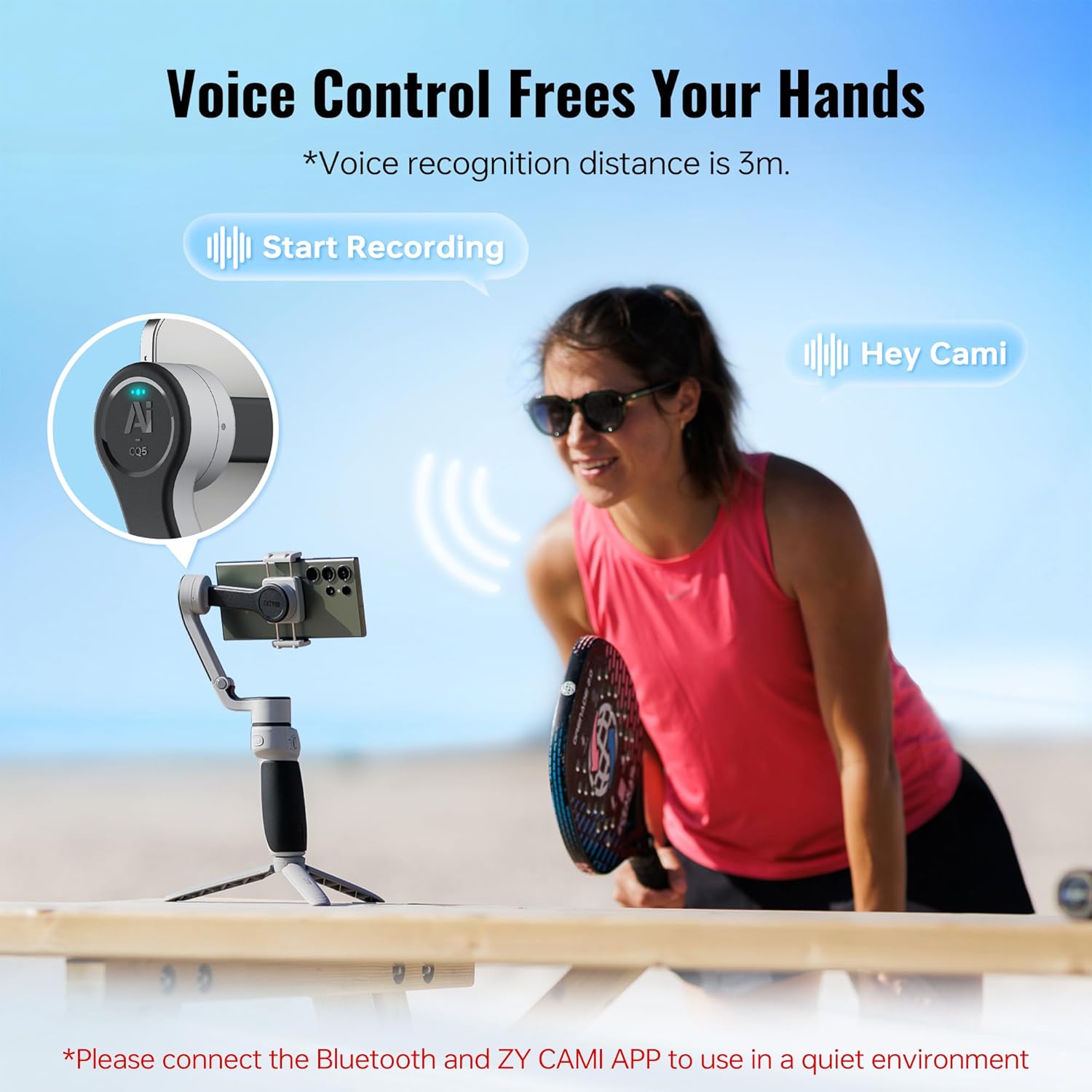 ZHIYUN CINEPEER CQ5 Combo Gimbal Stabilizer for Smartphone, 3-Axis Phone Gimbal with AI Tracker, Magnetic Fill Light, Extension Rod, Voice Control, Foldable Phone Stabilizer for iPhone & Android