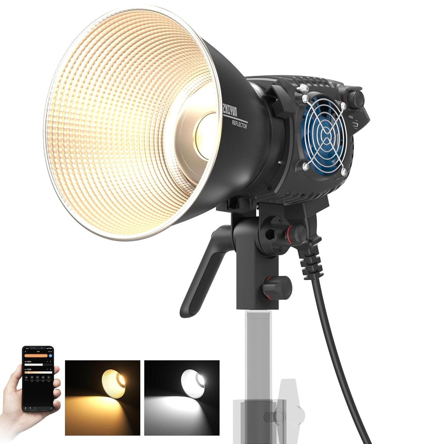 ZHIYUN Molus B100[Official] 100W Video Light, COB LED Video Light with Bowens Mount, Two-Tone Studio Light, 20600LUX/1M/2700K-6500K/ CRI ≥96/ TLCI ≥96/ APP Control, 13 Bright Effects