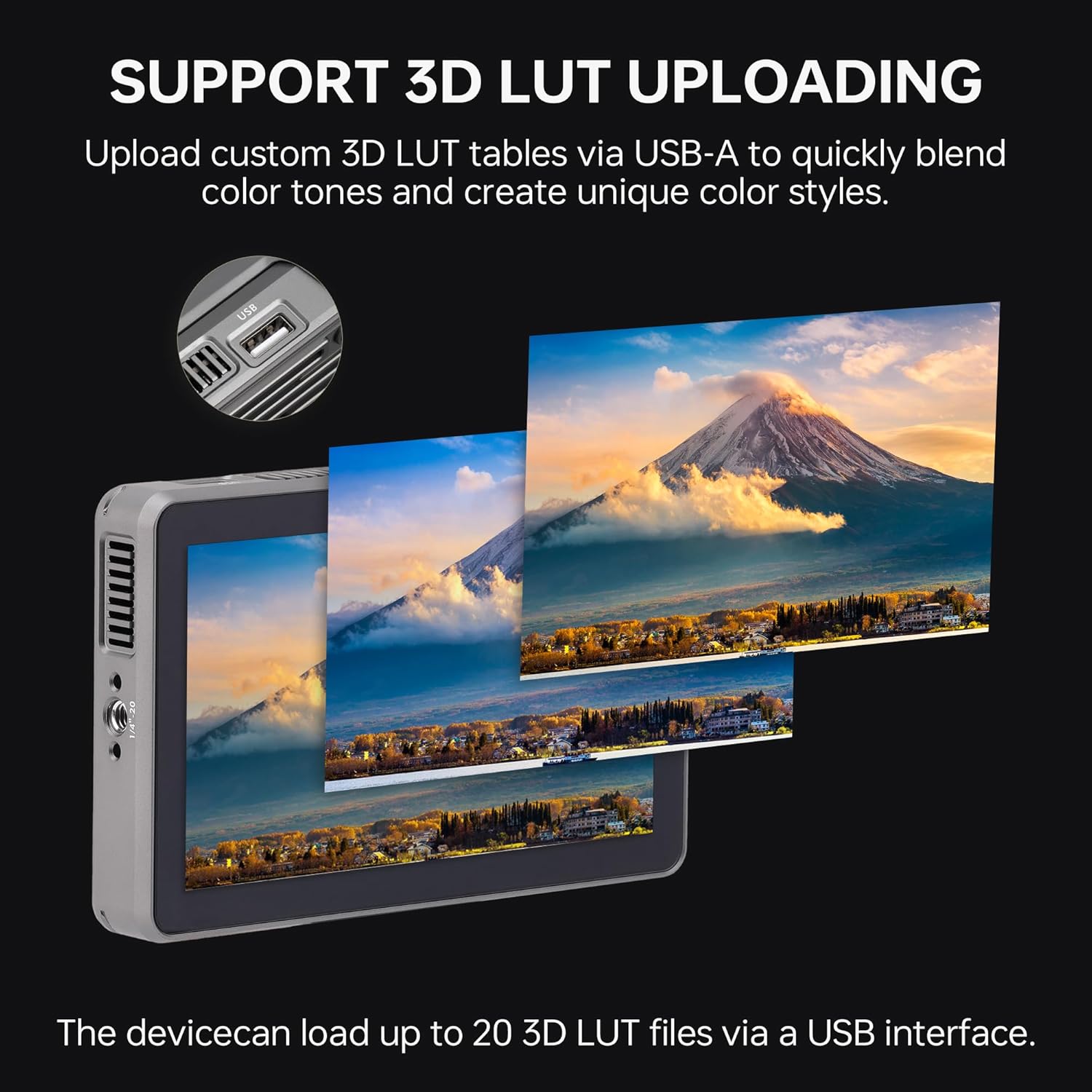 VILTROX DC-X3 6 Inch Touchscreen Camera Field Monitor, Professional Photographic Monitor 4K HDMI 1.4 / 3G-SDI, 2000 nits, Camera Monitor with Battery, Sunshade Hood, USB A 3D Lut