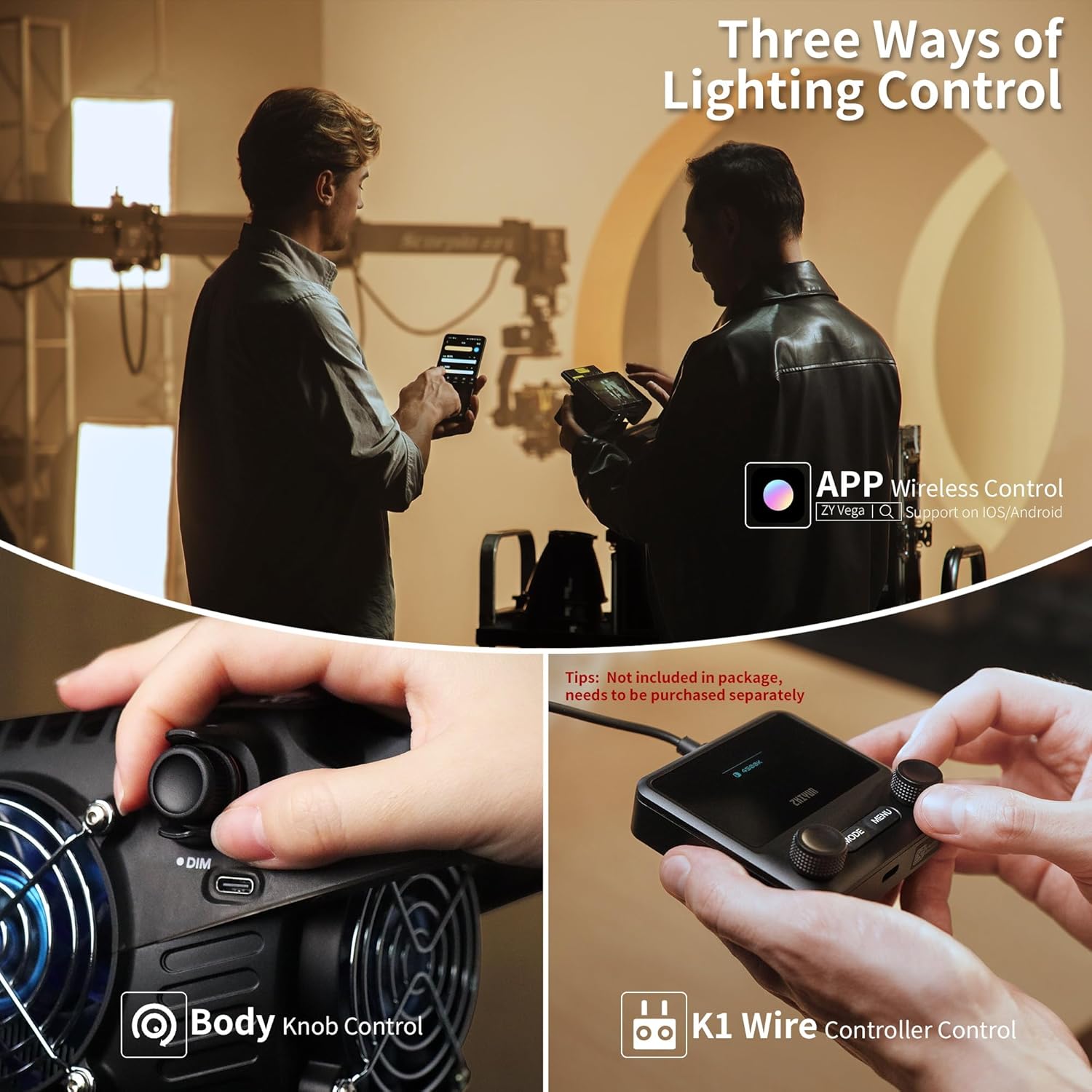 ZHIYUN Molus B100[Official] 100W Video Light, COB LED Video Light with Bowens Mount, Two-Tone Studio Light, 20600LUX/1M/2700K-6500K/ CRI ≥96/ TLCI ≥96/ APP Control, 13 Bright Effects