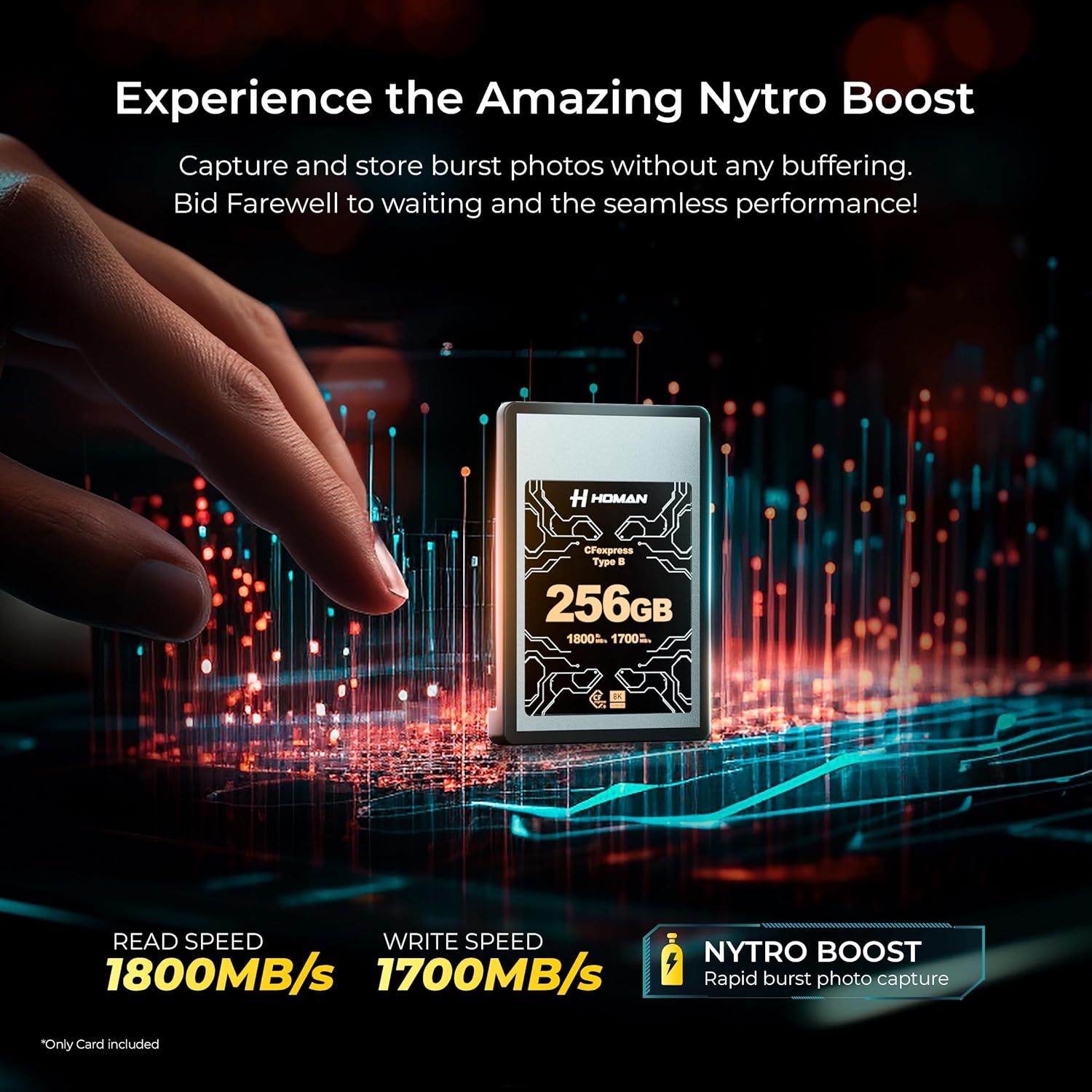 HOMAN CF Express Card Type-B 256GB fit for Any Environmental Temperature from -10 Degree to 70 Degree Celsius with 10 Year Warranty & Recovery - Digitek