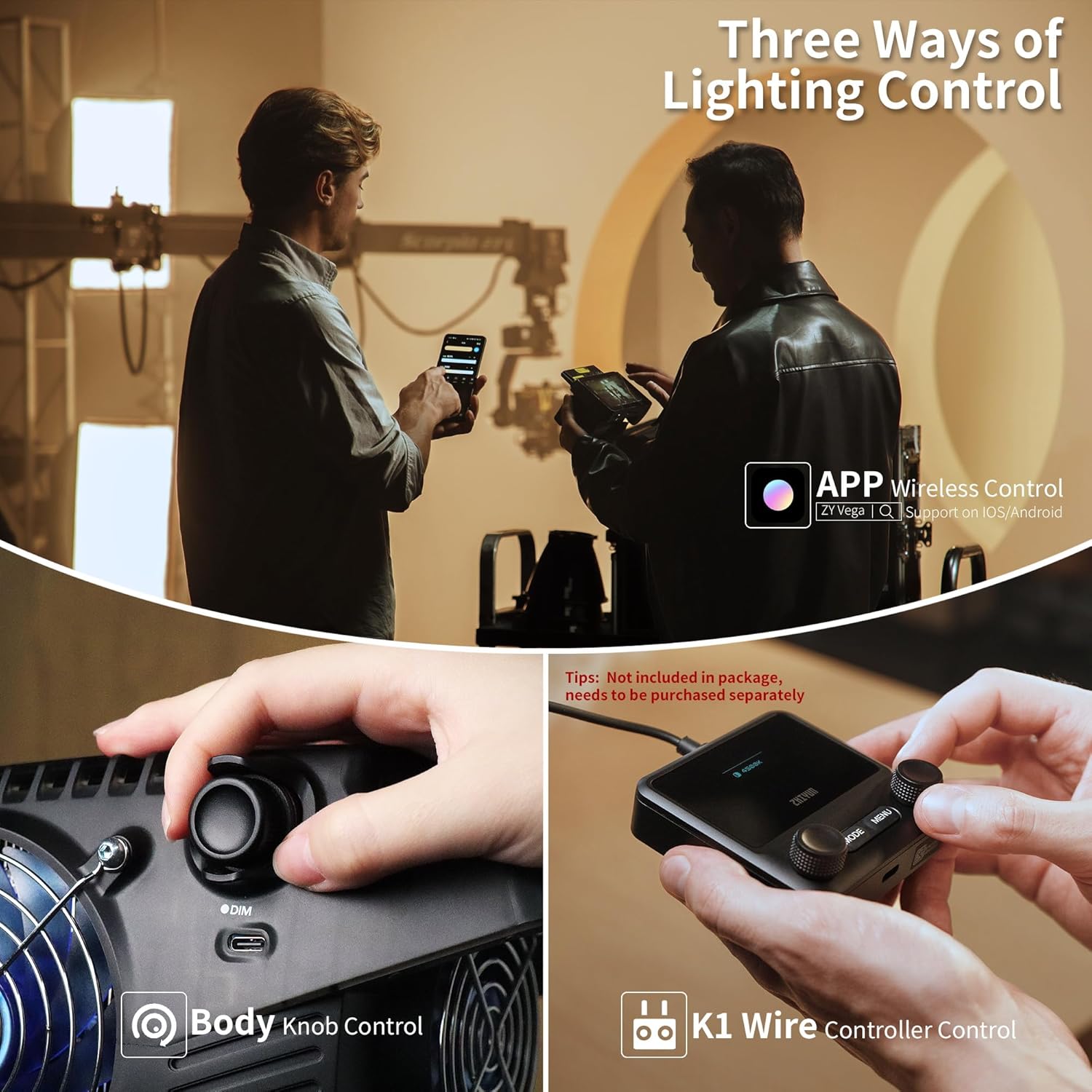 ZHIYUN Molus B300[Official] 300W Video Light, COB LED Video Light with Bowens Mount, Two-Tone Studio Light, 63200LUX/1M/2700K-6500K/ CRI ≥95/ TLCI ≥97/ APP Control, 13 Bright Effects