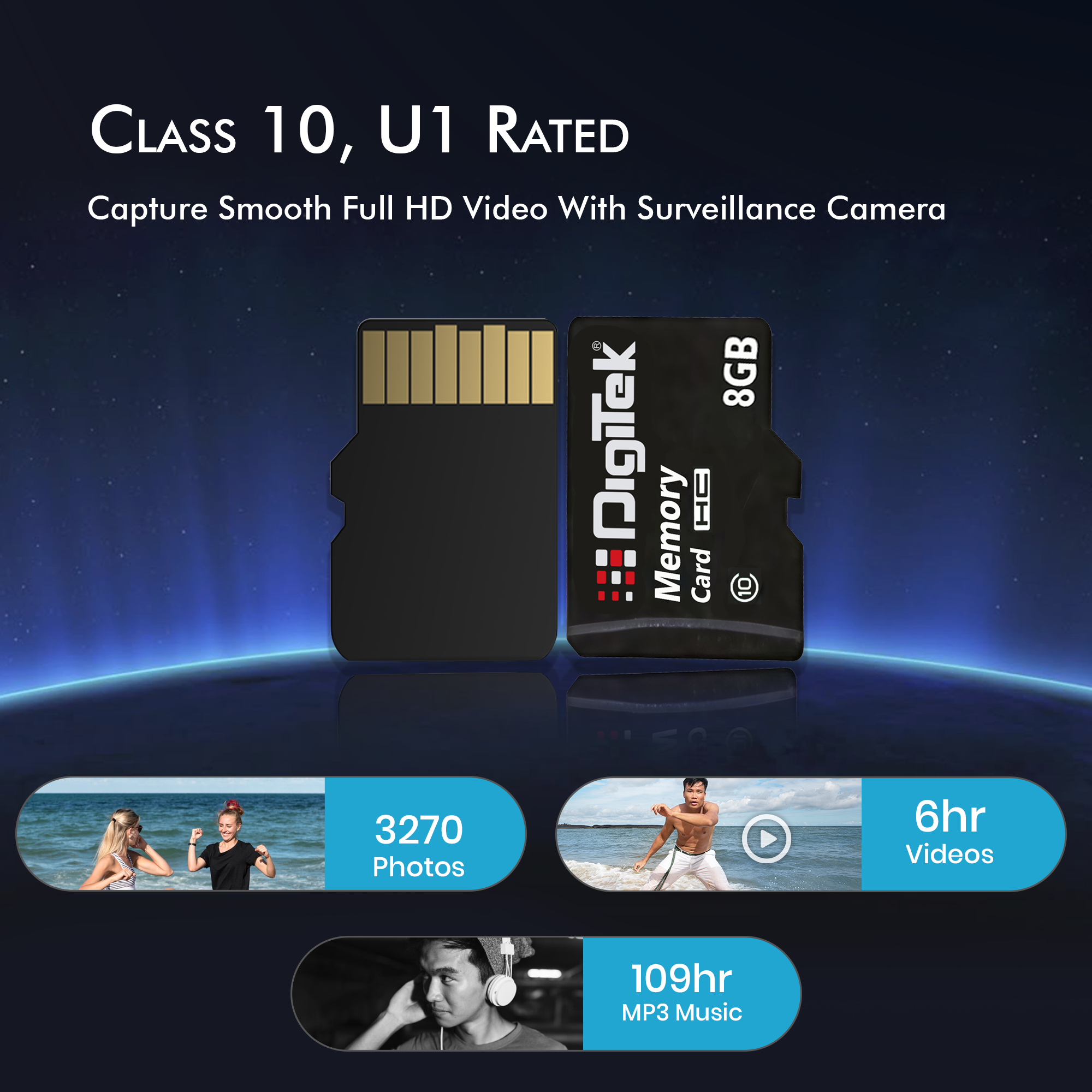 Digitek (DTF 8GB C10) High Speed Micro SDHC 8GB UHS-I Memory Card – A1, Class 10, 100MB/s Speed, Waterproof, Shockproof, X-Ray Safe, Ideal for Smartphones, Cameras, CCTV & More