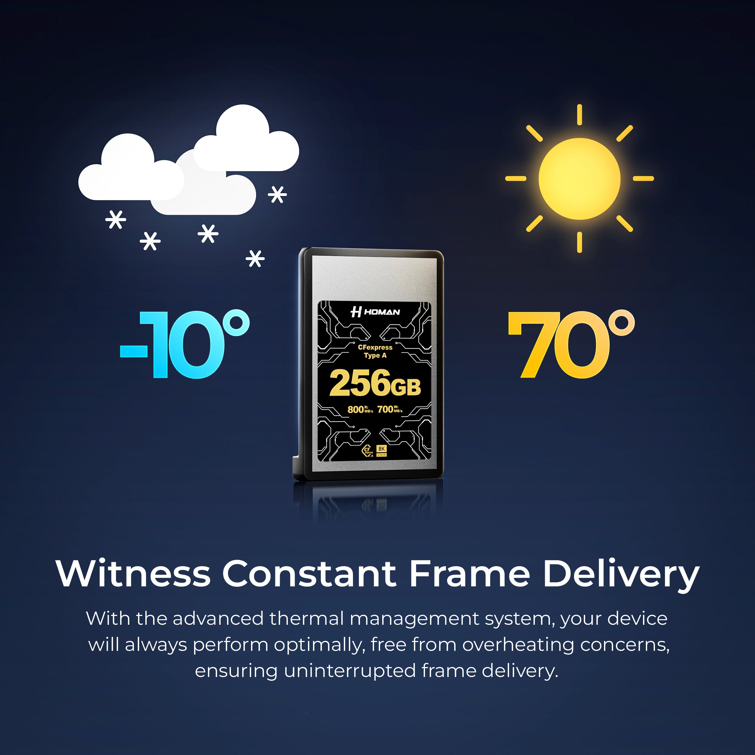 HOMAN CF Express Card Type-A 256GB fit for Any Environmental Temperature from -10 Degree to 70 Degree Celsius with 10 Year Warranty & Recovery - Digitek