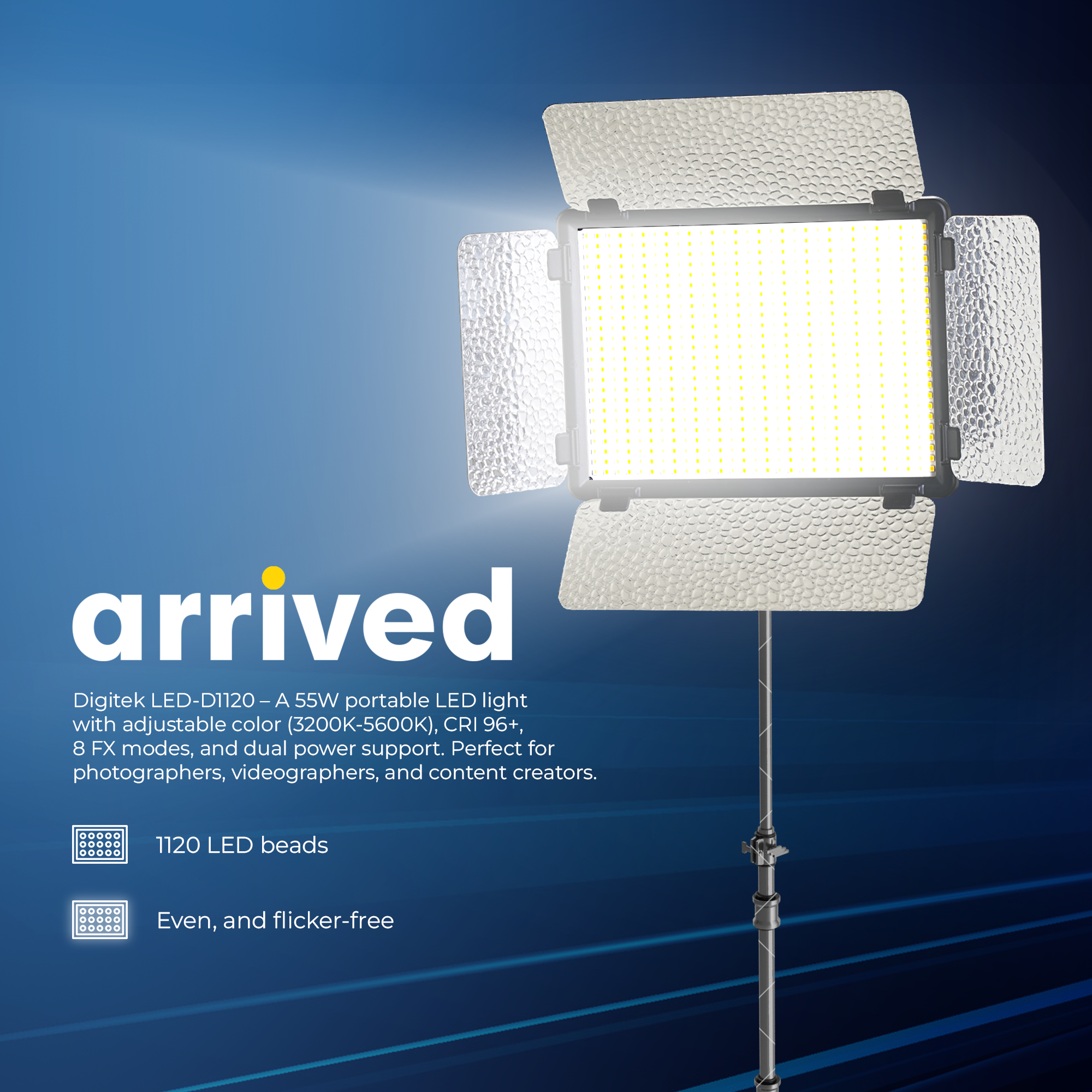 Digitek (LED D1120) Professional Portable Led Video Light Panel, Sleek and Easy to Carry Ideal for Wedding Shoot & Outdoor Shoot & More (Battery Not Included)