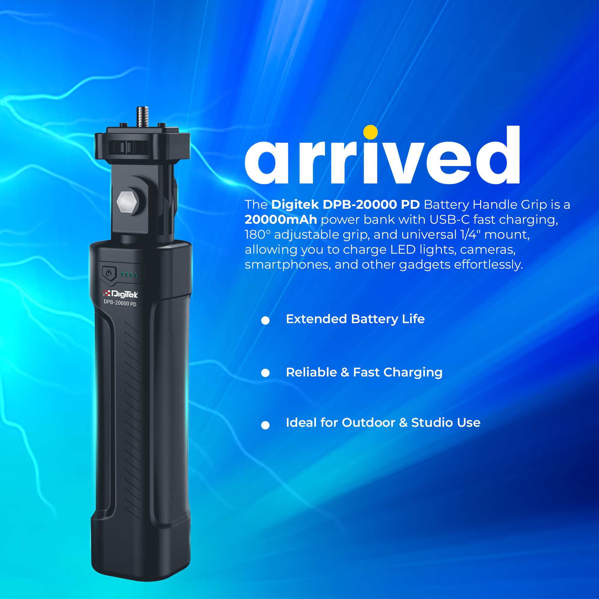 Digitek DPB-20000 PD Battery HANDLE GRIP for LED Studio COB Light