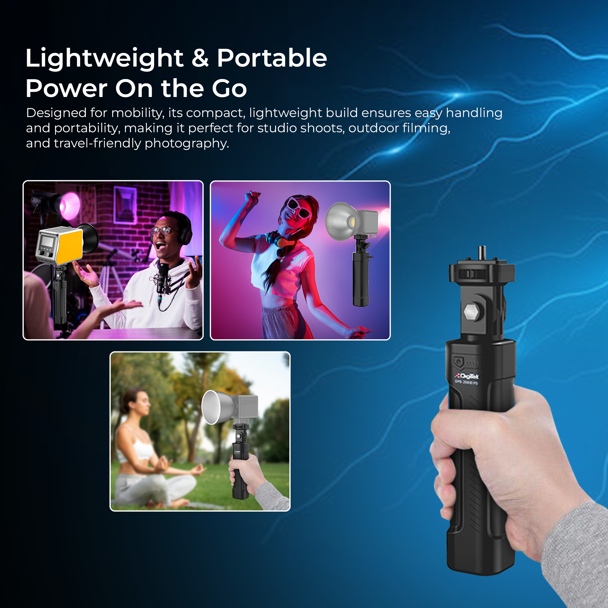 Digitek DPB-20000 PD Battery HANDLE GRIP for LED Studio COB Light