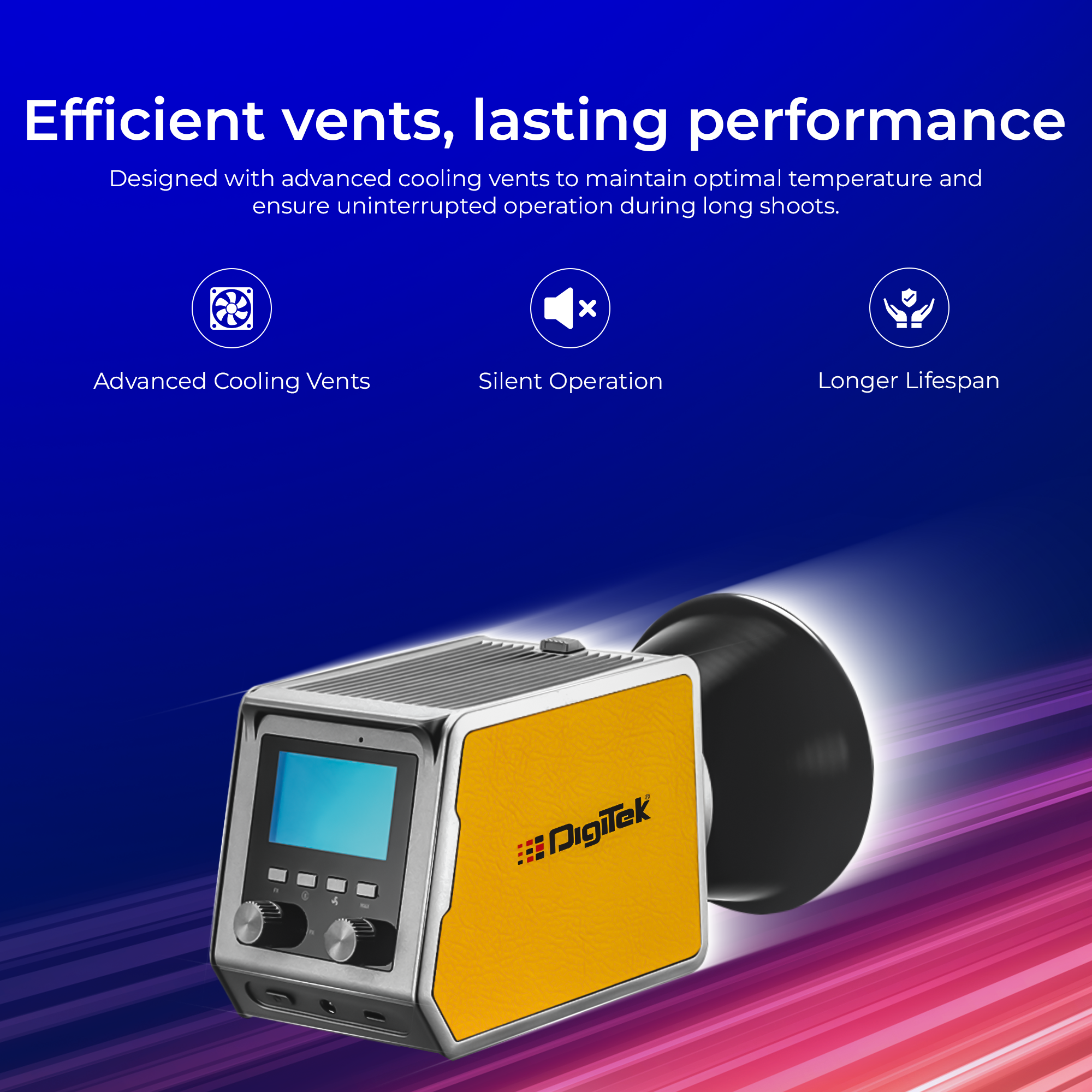 Digitek (DCL-60W RGB) 60W Palm RGB Continuous LED Light with Reflector & Mini Bowen Mount Unique Modern Meticulous Design to Cater to The Photographers Aesthetic idea for Professional Photography