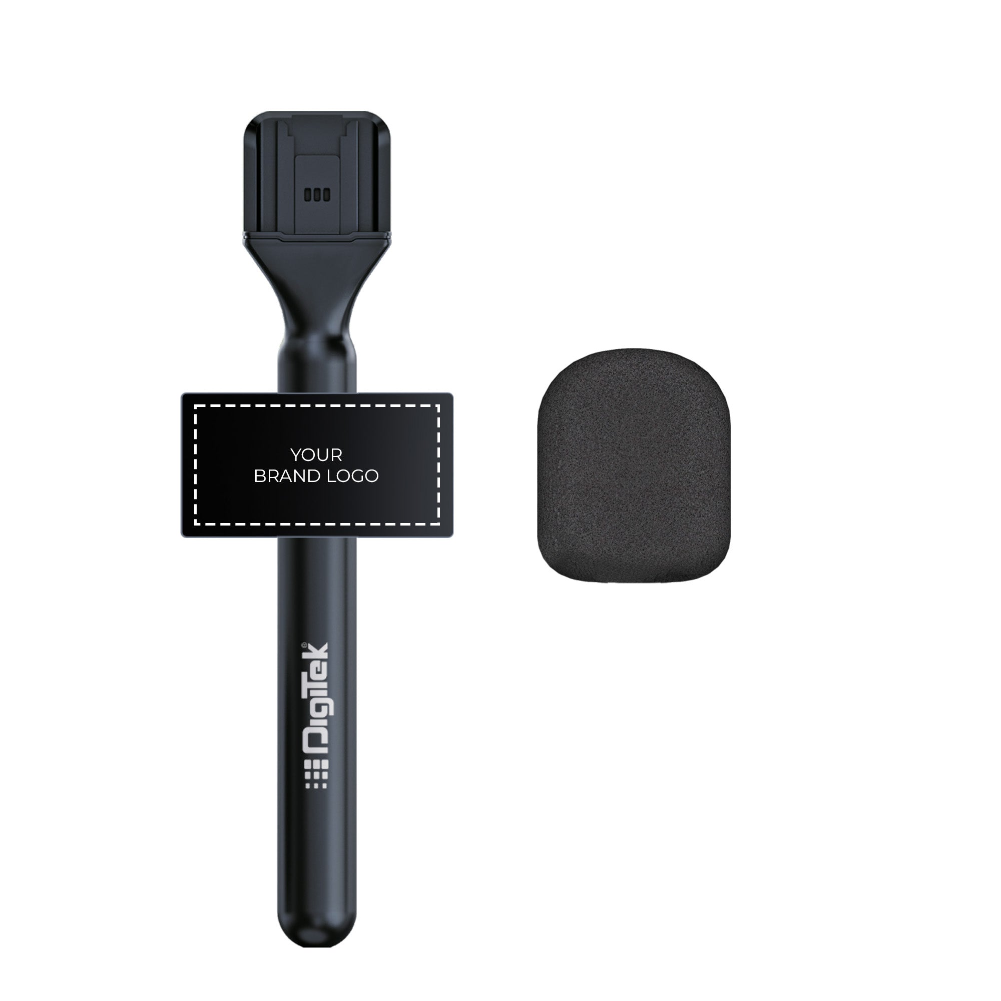 Digitek (DHMA-102) Handheld Interview Mic Adapter with Brand Display Plate and Foam Windshield to Reduce Wind Noise, Compatible with DWM 101 and Other Wireless GO Trensmitter