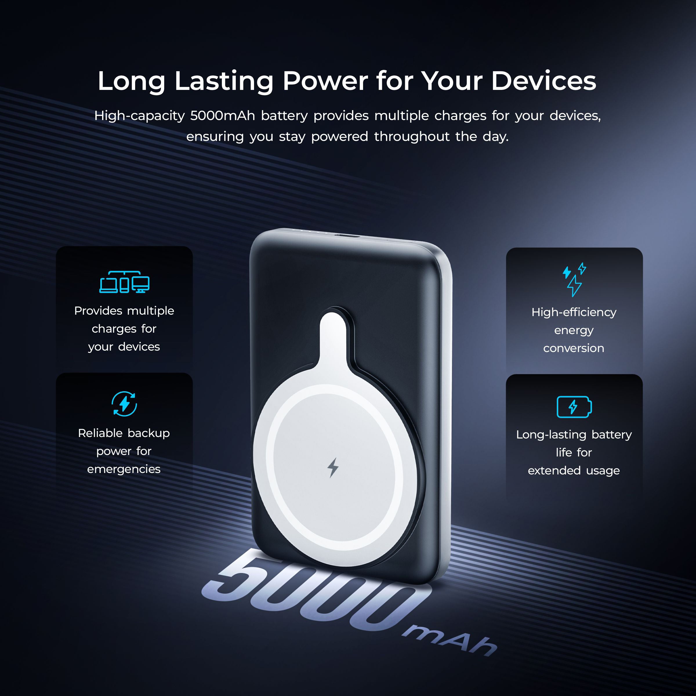 Digitek (DPB-5000 MS)  Superfast 15W Wireless Power Bank with 20 Watt PD charging with Type C Port  with Black color