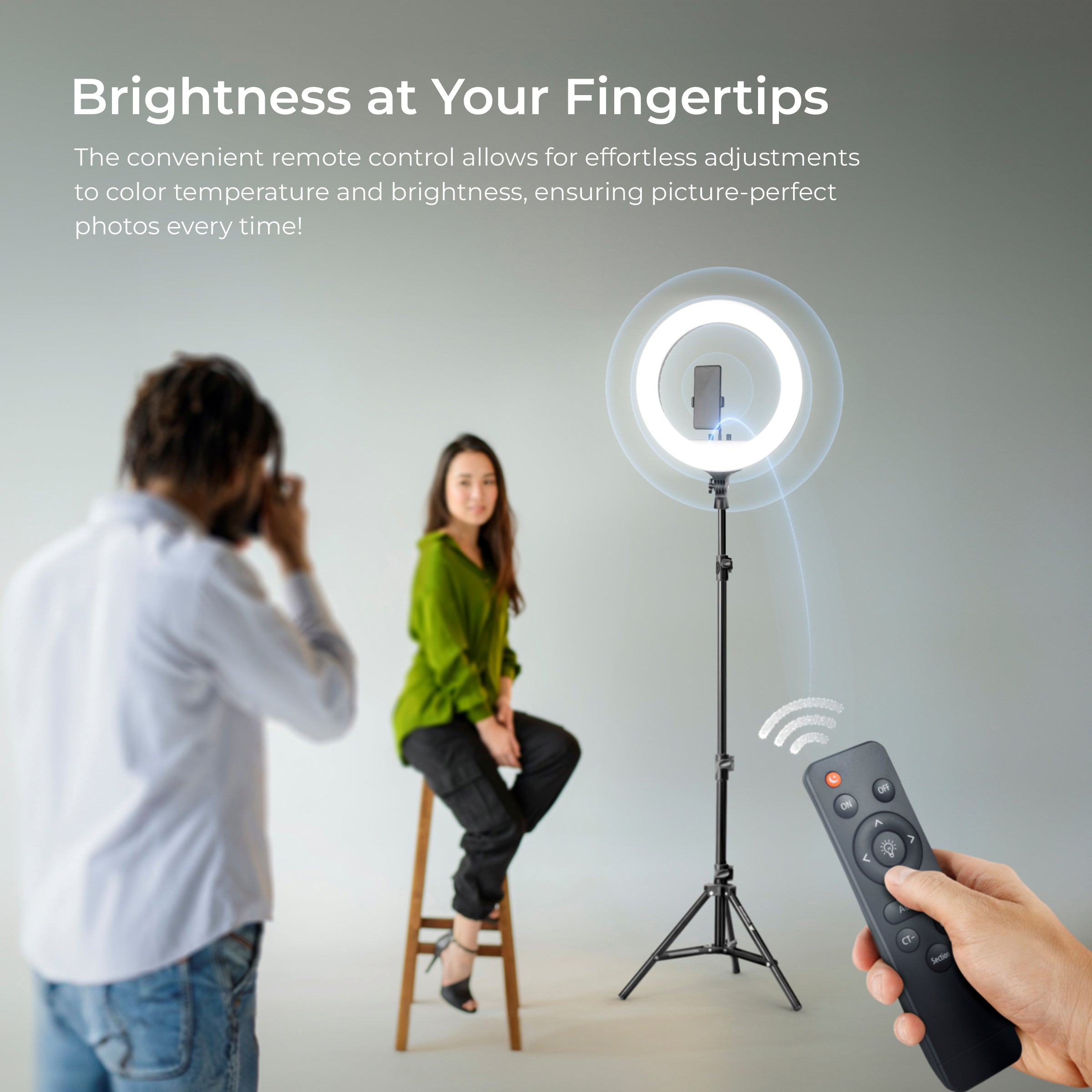 Digitek (DRL-18RT C6) Professional 46cm LED Ring Light with Remote & 158cm Light Stand, Runs on AC Power with No Shadow apertures, Ideal use for Makeup, Video Shoot, Fashion Photography & Many More - Digitek