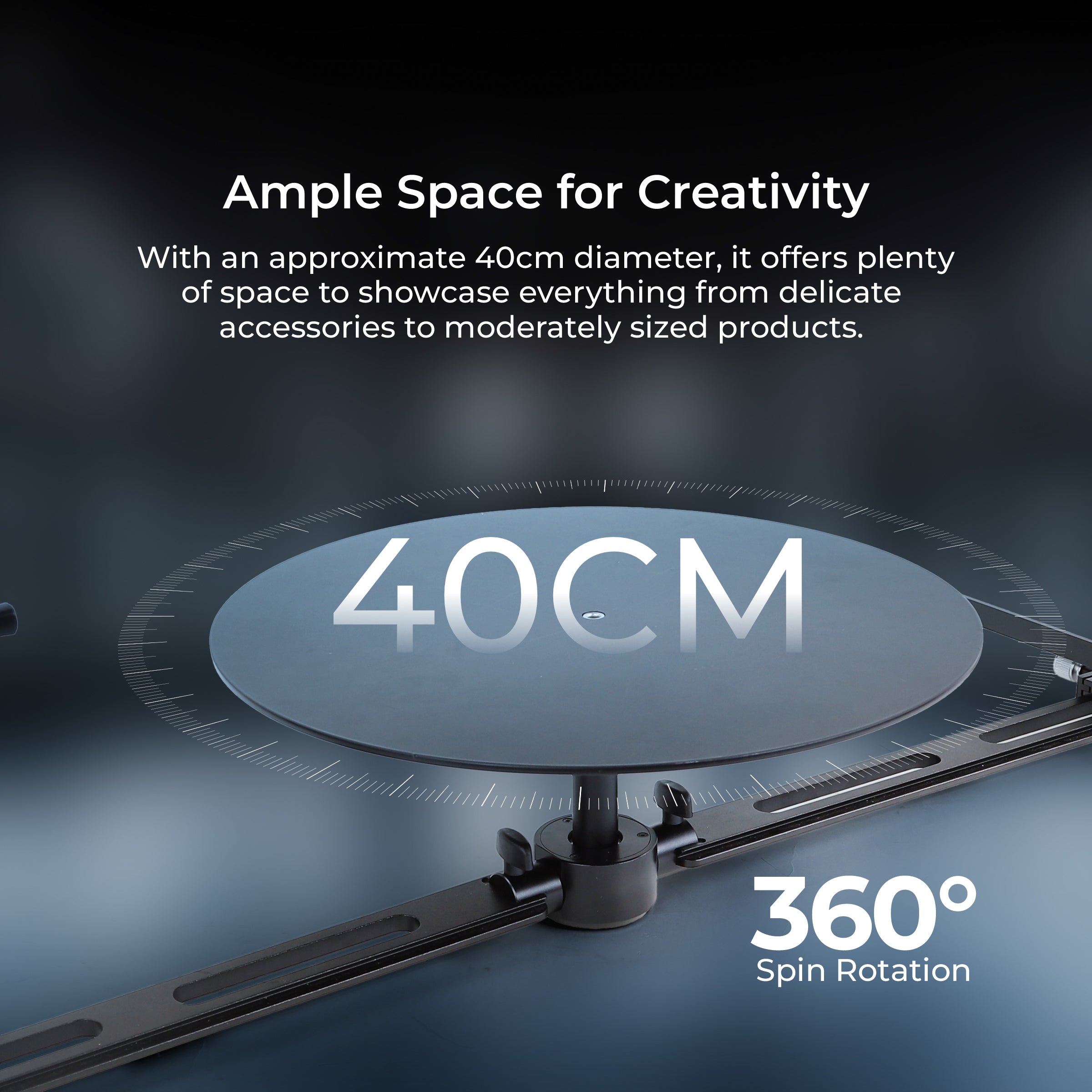 Digitek (DRP 001) Portable 360° Spin Camera Slider & Photography Turntable, Adjustable Rotating Photo & Video Booth Platform for Smartphone, DSLR, Studio, Vlogging, YouTube, and Product Filming